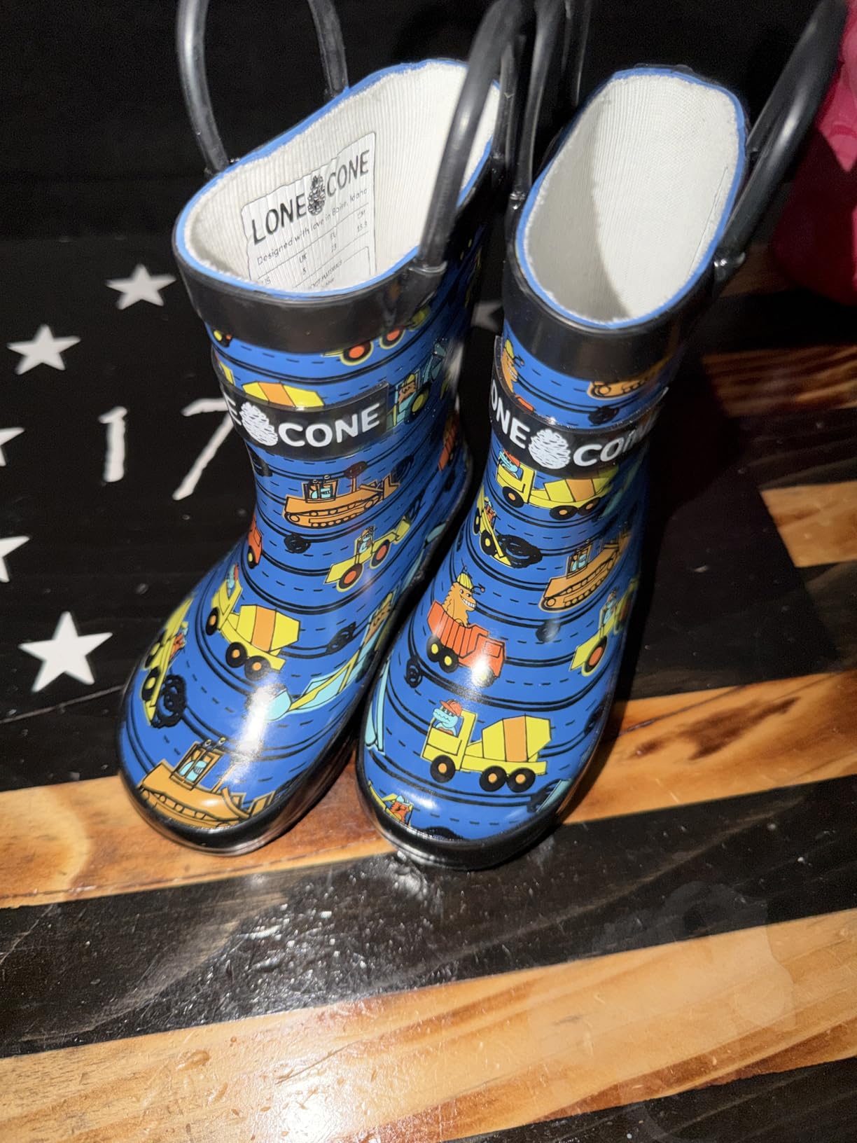 Lone Cone Kids Rain Boots for Girls & Boys - Waterproof Natural Rubber Toddler Rain Boots with Non-Slip Outsole & Easy Pull Handles - Solid, Pattern & Glitter Designs customer photo 1