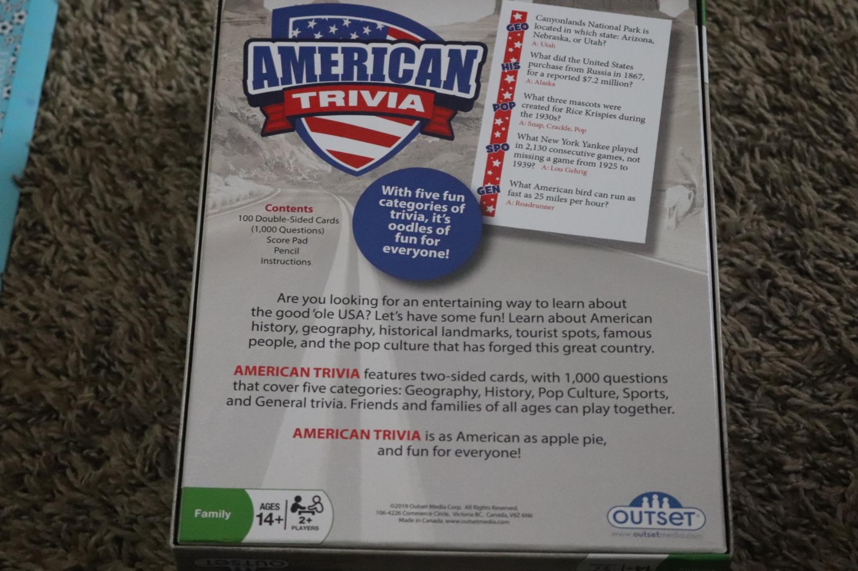 Outset Media American Trivia Game (Amazon Exclusive) – 5 Categories to Choose from and 1,000 Questions – for Ages 14 and up customer photo 1