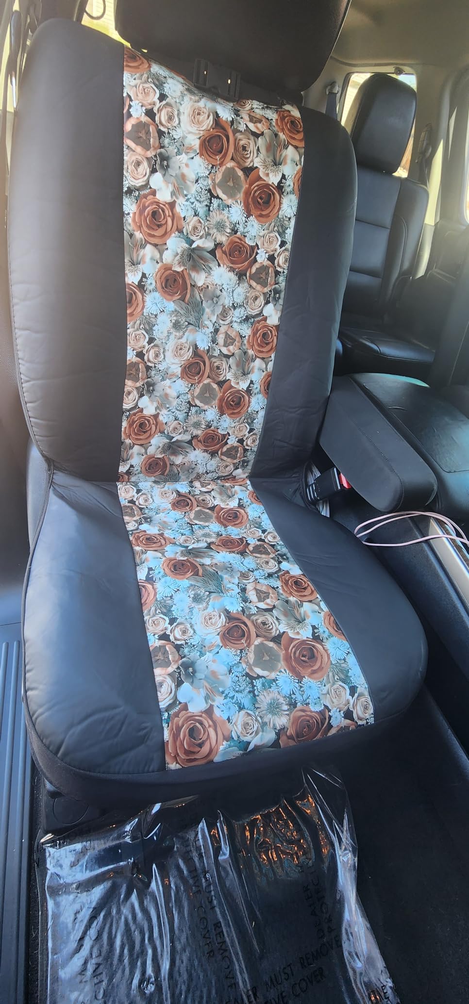 BDK Black Leopard Car Seat Covers for Front Seats, Animal Print Front Seat Cover Set with Matching Headrest, Sideless Design for Easy Installation, Fits Most Car Truck Van and SUV, (Pack of 2) customer photo 1
