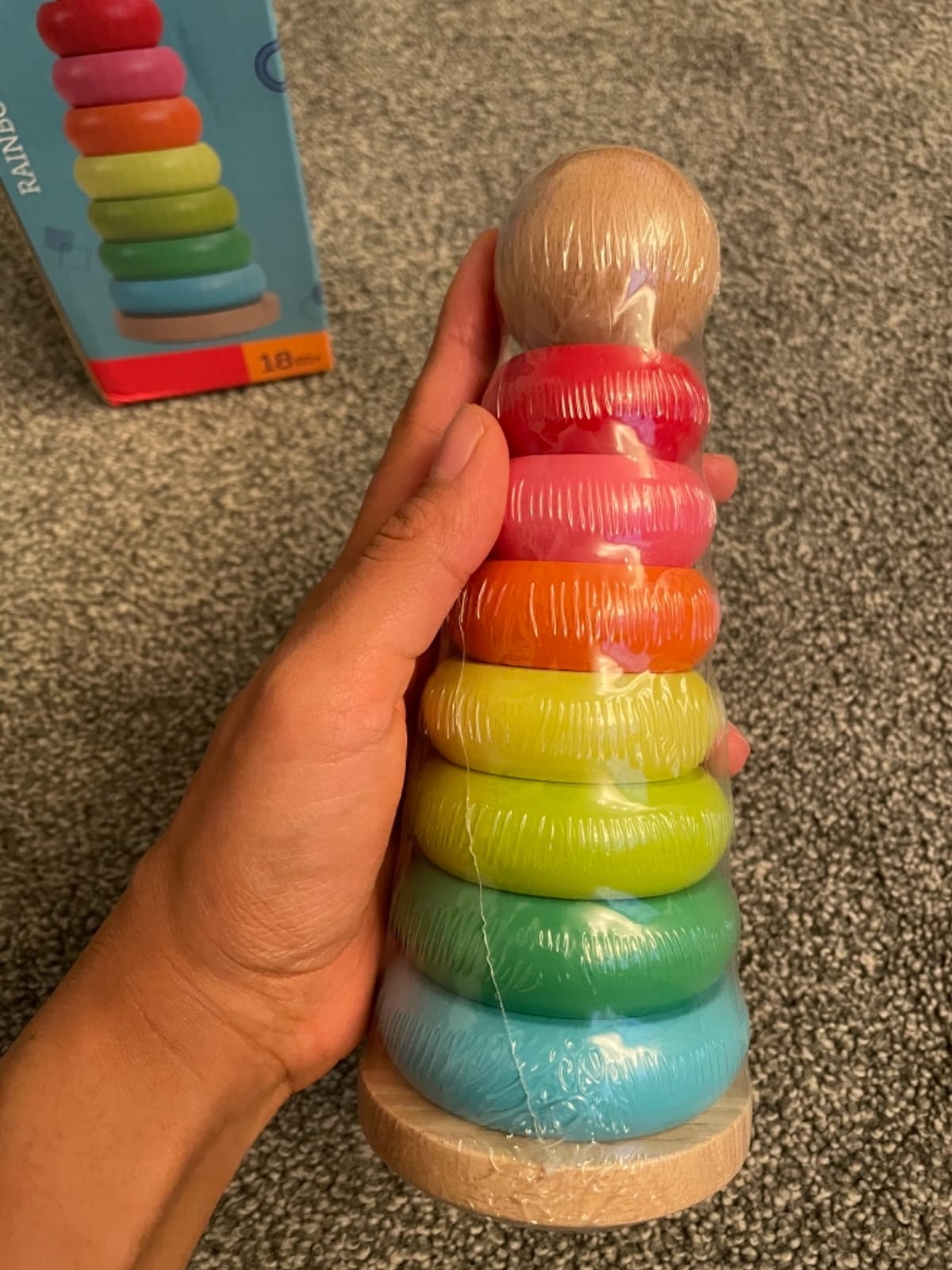 Stacking Rings Toy Wooden Rainbow Stacker customer photo 1