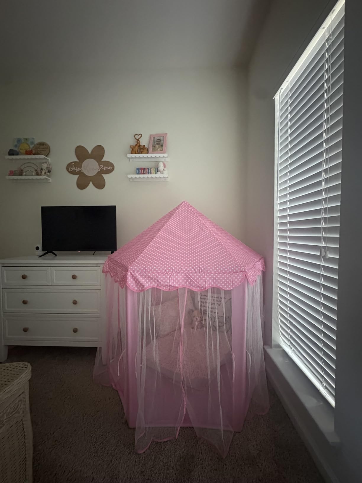 Sumbababy Princess Castle Tent for Girls Fairy Play Tents for Kids Hexagon Playhouse with Fairy Star Lights Toys for Children or Toddlers Indoor or Outdoor Games (Pink) customer photo 1