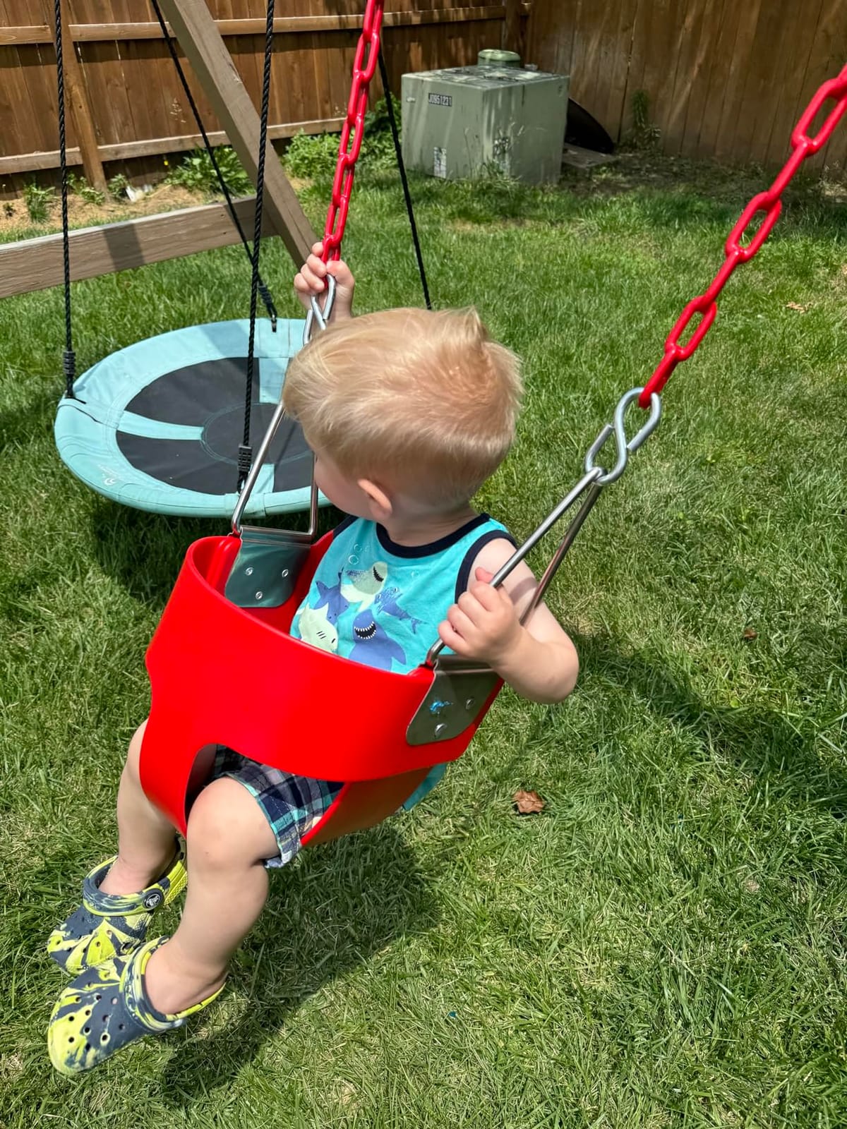 KINSPORY Toddler Swing, Full Bucket Baby Swing Seat & Iron Chains (Green) customer photo 2