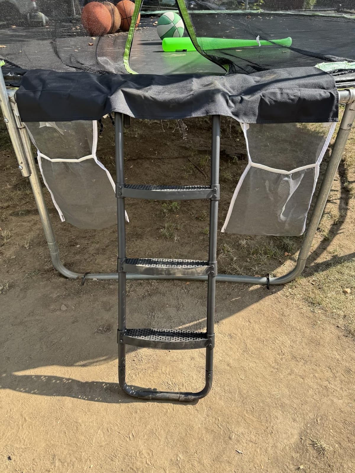 Eurmax USA Universal Trampoline Ladder,240 lbs Capacity,3 Wide Skid-Proof Steps&Shoe Storage Pocket,UV-Resistant Steel Stairs for Kids,Heavy Duty Universal Hook Fit,Trampoline Accessories for Children customer photo 2
