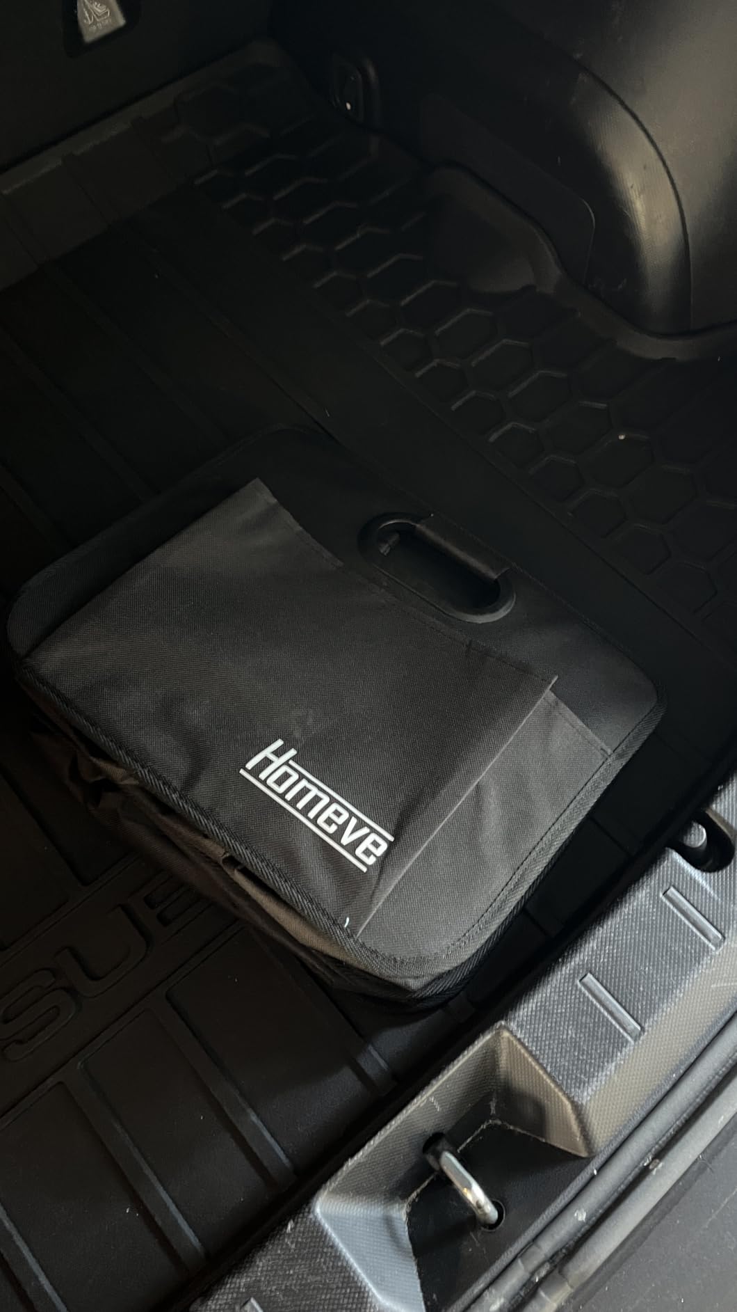 Homeve Car Trunk Organizer for SUV, 18.5Gal Large Capacity No-Sag Heavy Duty, Foldable Waterproof Anti-Slip Storage with 12 Pockets, Fit Sedan,Truck, Universal Car Accessories, Black, Large, 2 Compart customer photo 1