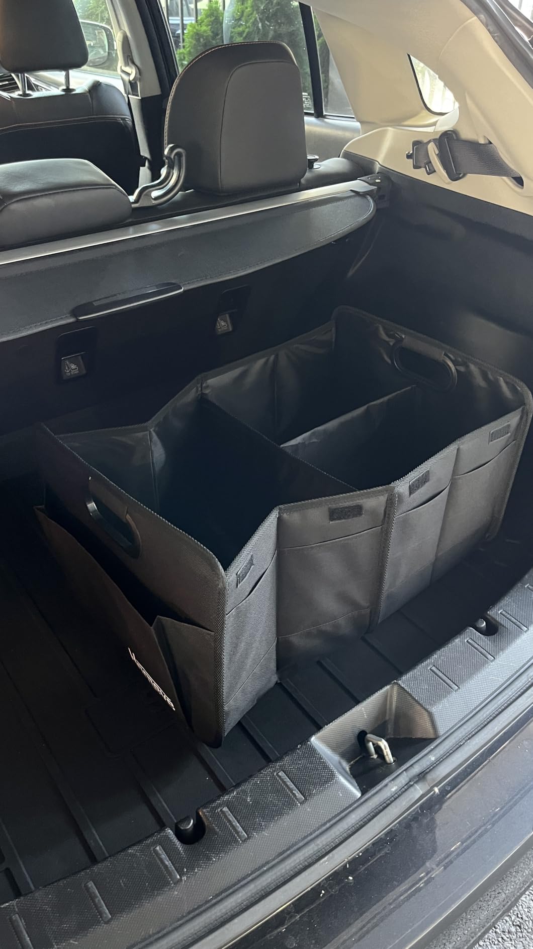 Homeve Car Trunk Organizer for SUV, 18.5Gal Large Capacity No-Sag Heavy Duty, Foldable Waterproof Anti-Slip Storage with 12 Pockets, Fit Sedan,Truck, Universal Car Accessories, Black, Large, 2 Compart customer photo 2