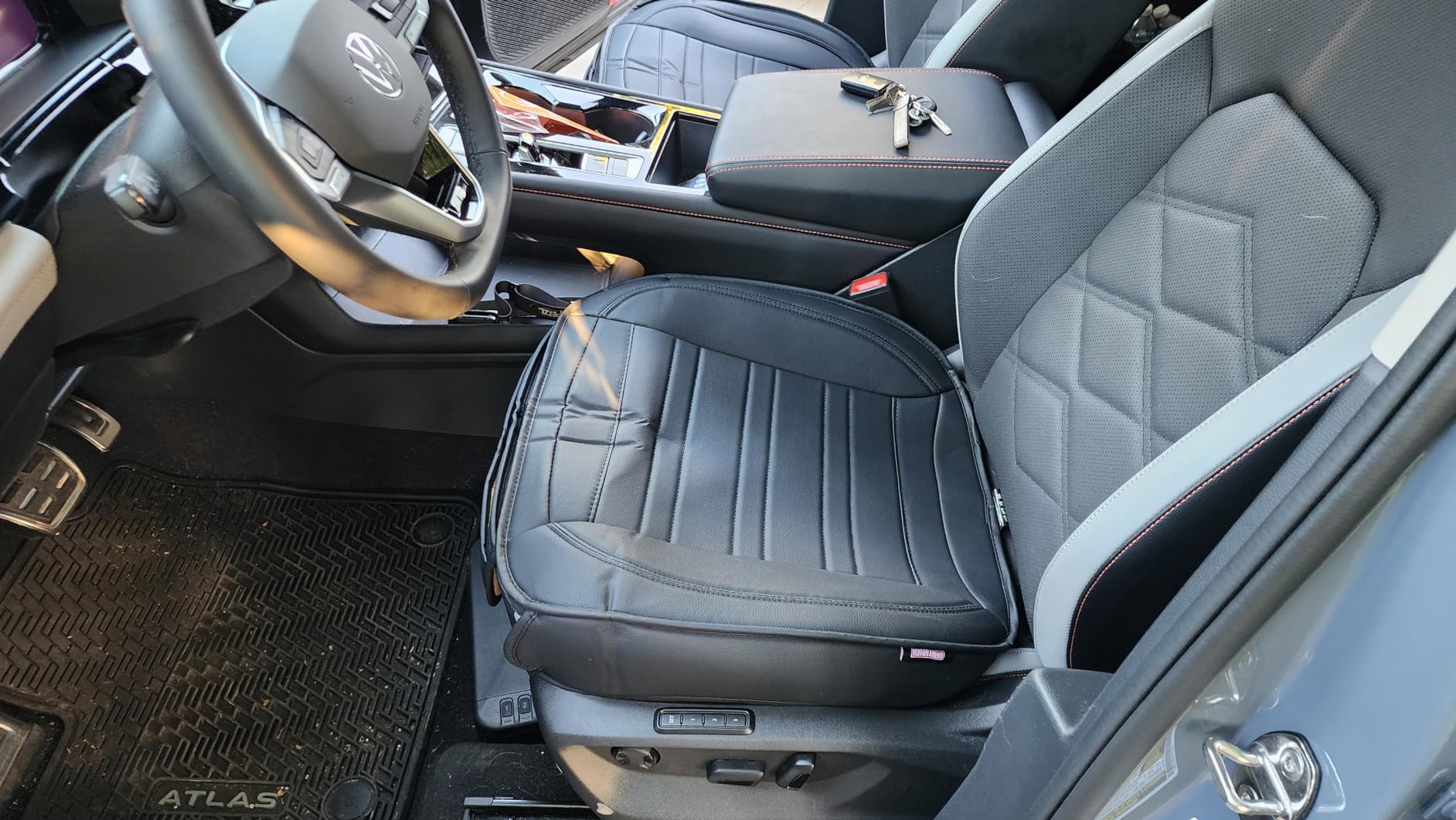 Motor Trend Seat Covers for Cars Trucks SUV, Faux Leather 2-Pack Black Padded with Storage Pockets, Premium Interior Car Seat Cover customer photo 1