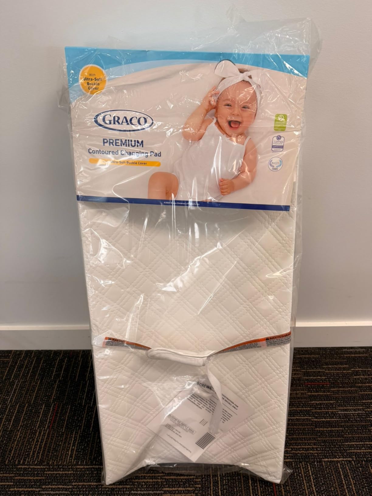 Graco Premium Contoured Baby Changing Pad | GREENGUARD Gold Certified, Water-Resistant, Ultra-Soft Buckle Cover, Fits Most Standard Changing Toppers, Non-Skid Bottom customer photo 1