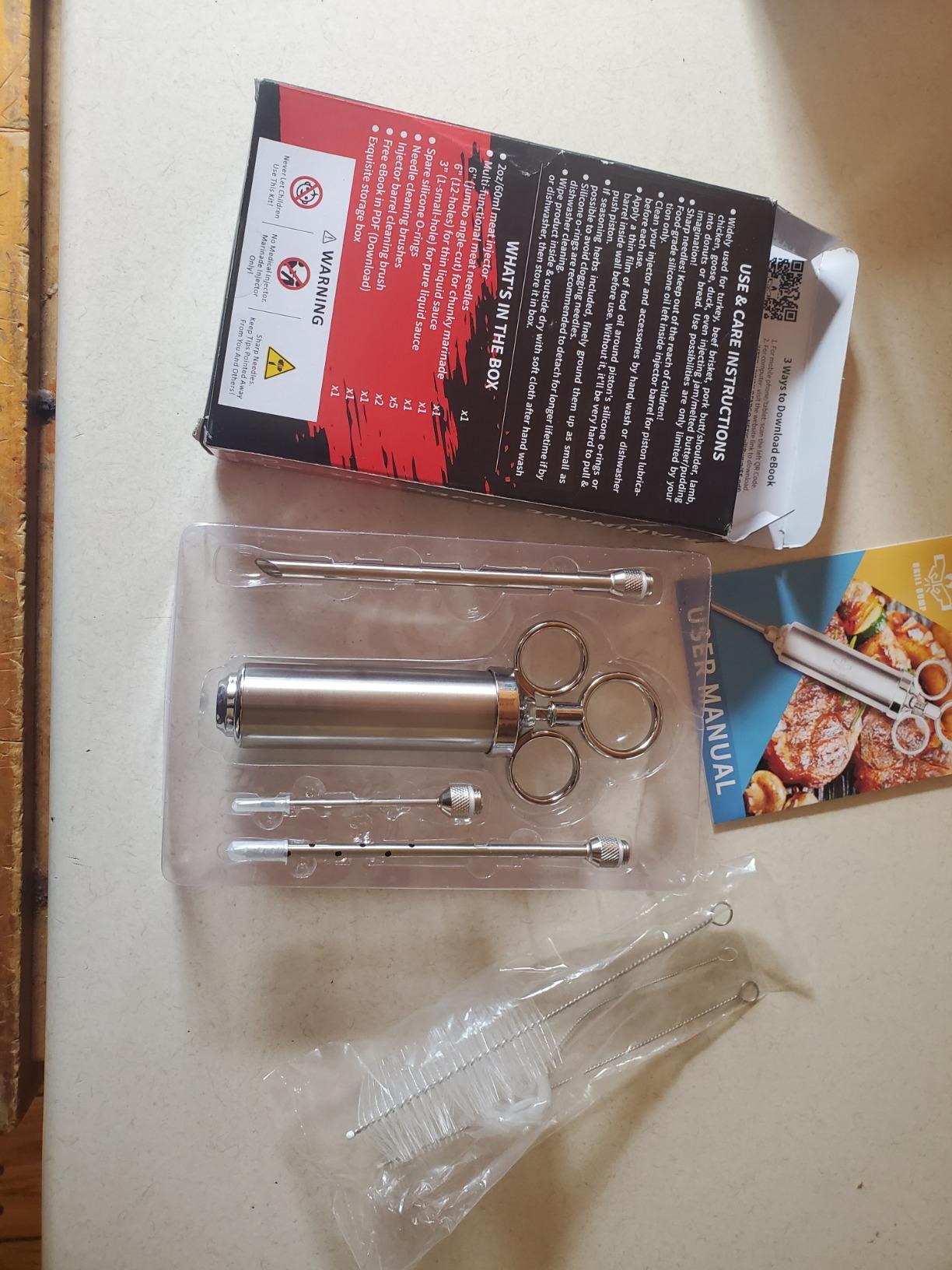 Grill Bump Meat Injector Syringe Kit with 3 Professional Marinade Injector Needles for BBQ Grill Smoker, Turkey and Brisket; 2-oz Large Capacity, Including Paper User Manual, Recipe E-Book (PDF) customer photo 2