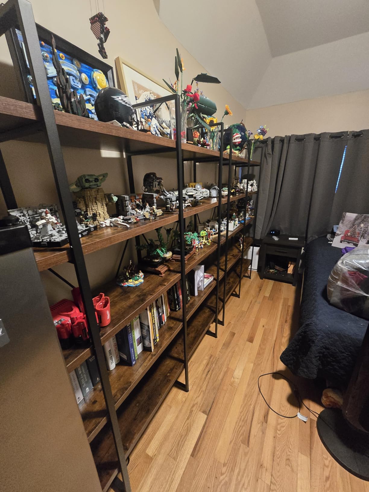 IRONCK Industrial Bookshelf and Bookcase Double Wide 5 Tier, Large Open Shelves, Wood and Metal Bookshelves for Home Office Furniture, Easy Assembly customer photo 1