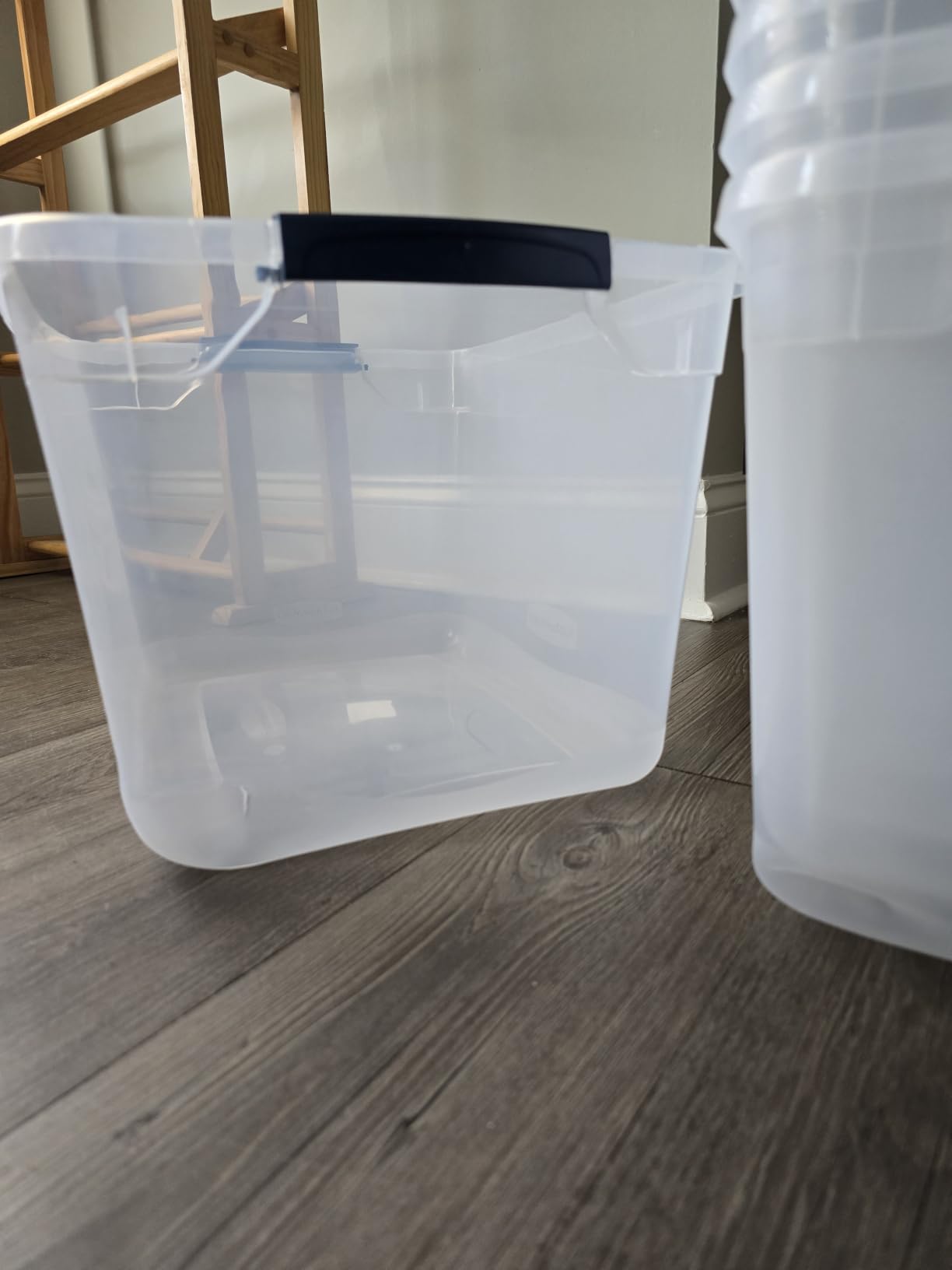 Rubbermaid Cleverstore Clear 32 Qt, 6 Pack Stackable Plastic Storage Bins with Lids, Great for Closet and Laundry Storage, Organizing in the Home customer photo 1