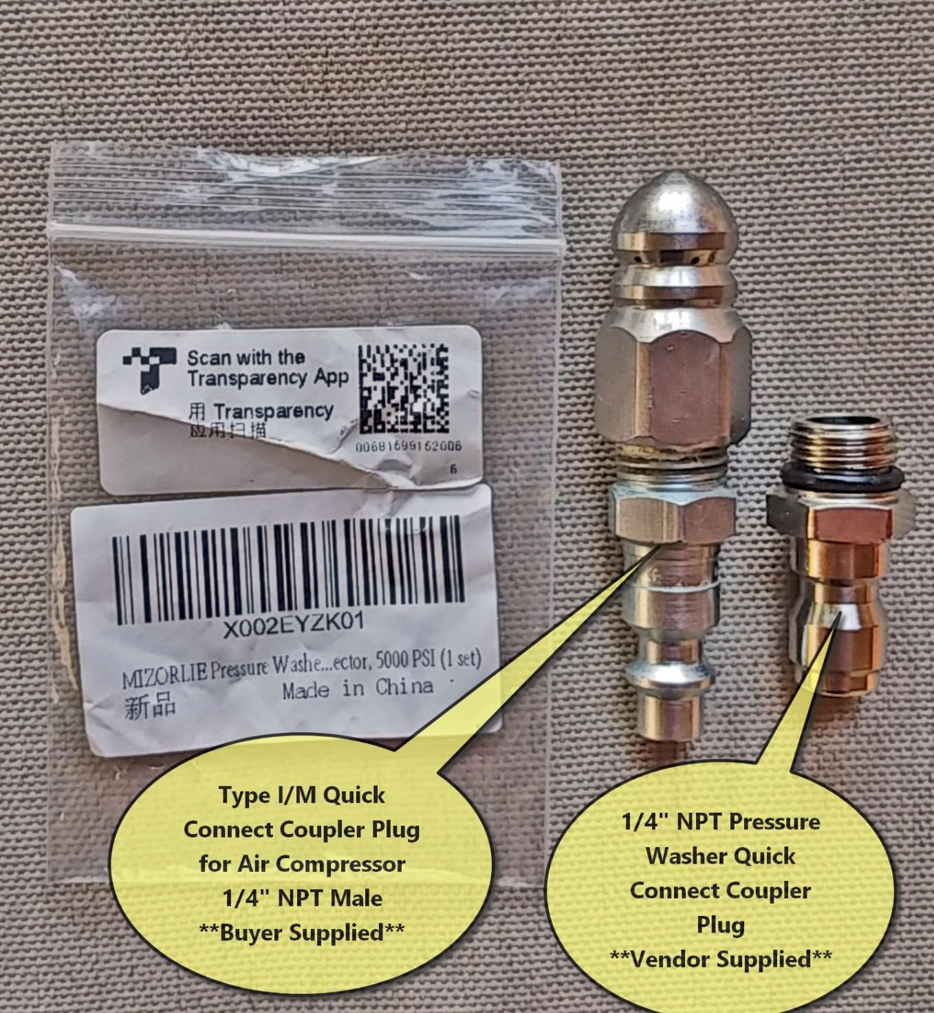 MIZORLIE Pressure Washer Sewer Jetter Nozzle Stainless Steel, 1/4'' Connector | Mini Compact Durable Jet Nozzle, Pressure Drain Hose Nozzle, 1/4'' Quickly Connector, 5000 PSI (1 set) customer photo 1
