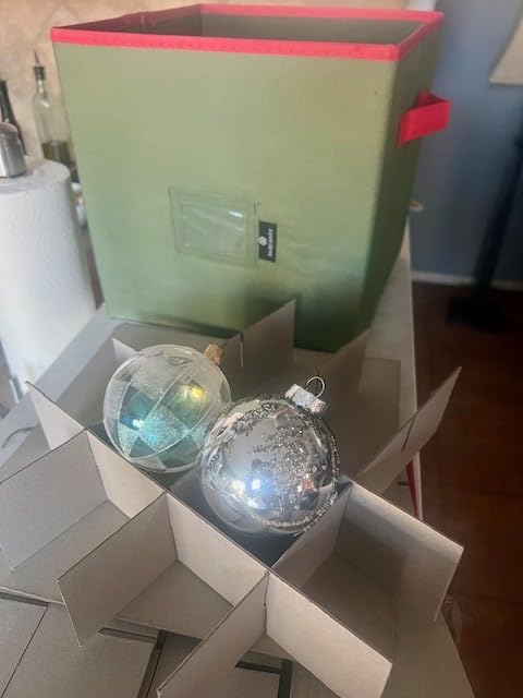 Handy Laundry, Christmas Ornament Storage - Stores up to 64 Holiday Ornaments, Adjustable Dividers, Covered Top, Two Handles. Storage Box Keeps Holiday Decorations Clean & Dry for Next Season. (Red) customer photo 1