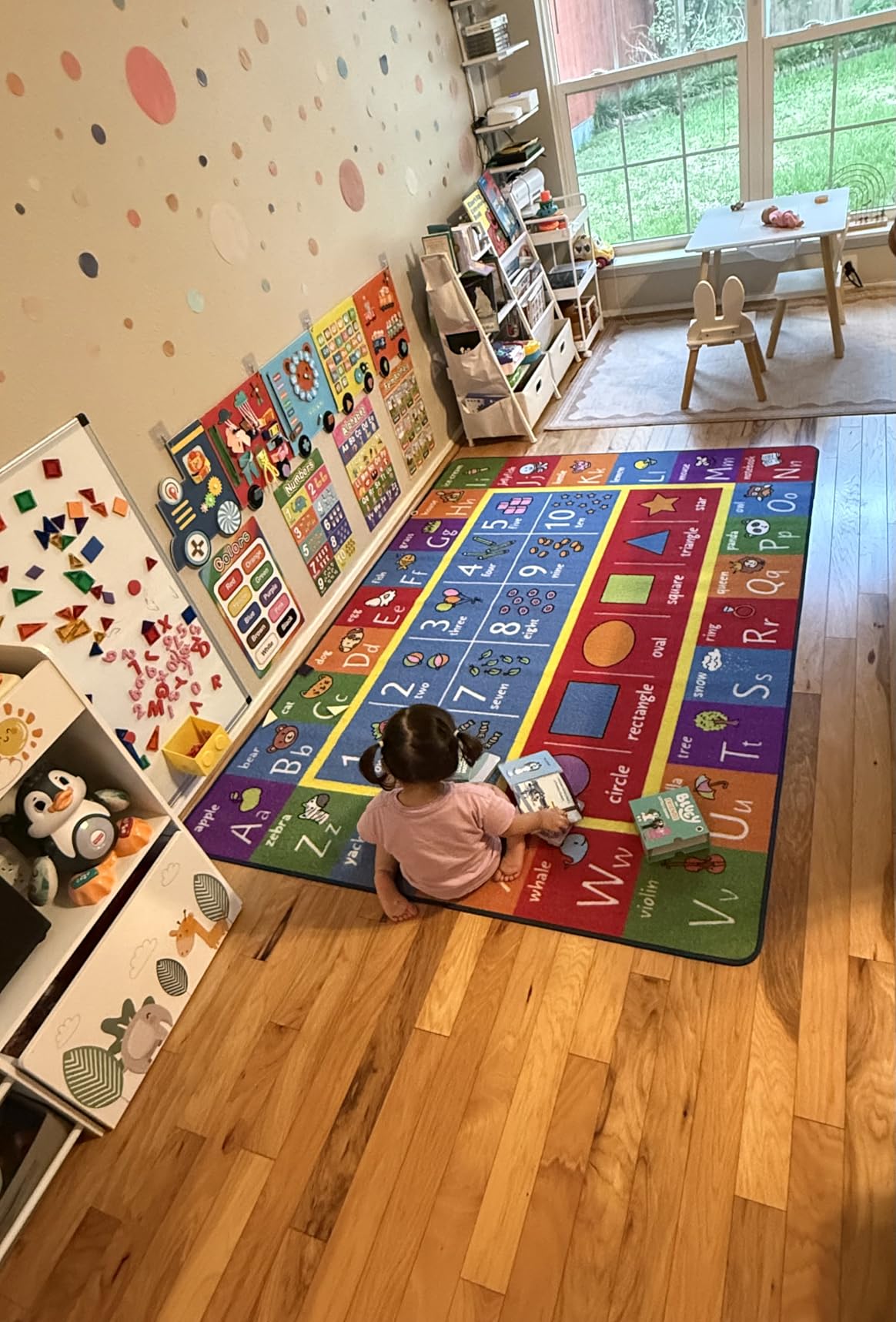KC Cubs Educational Kids Rug – ABC Alphabet, 123 Numbers & Shapes Learning Mat – Soft Interactive Carpet for Classroom, Playroom & Bedroom 3' 3