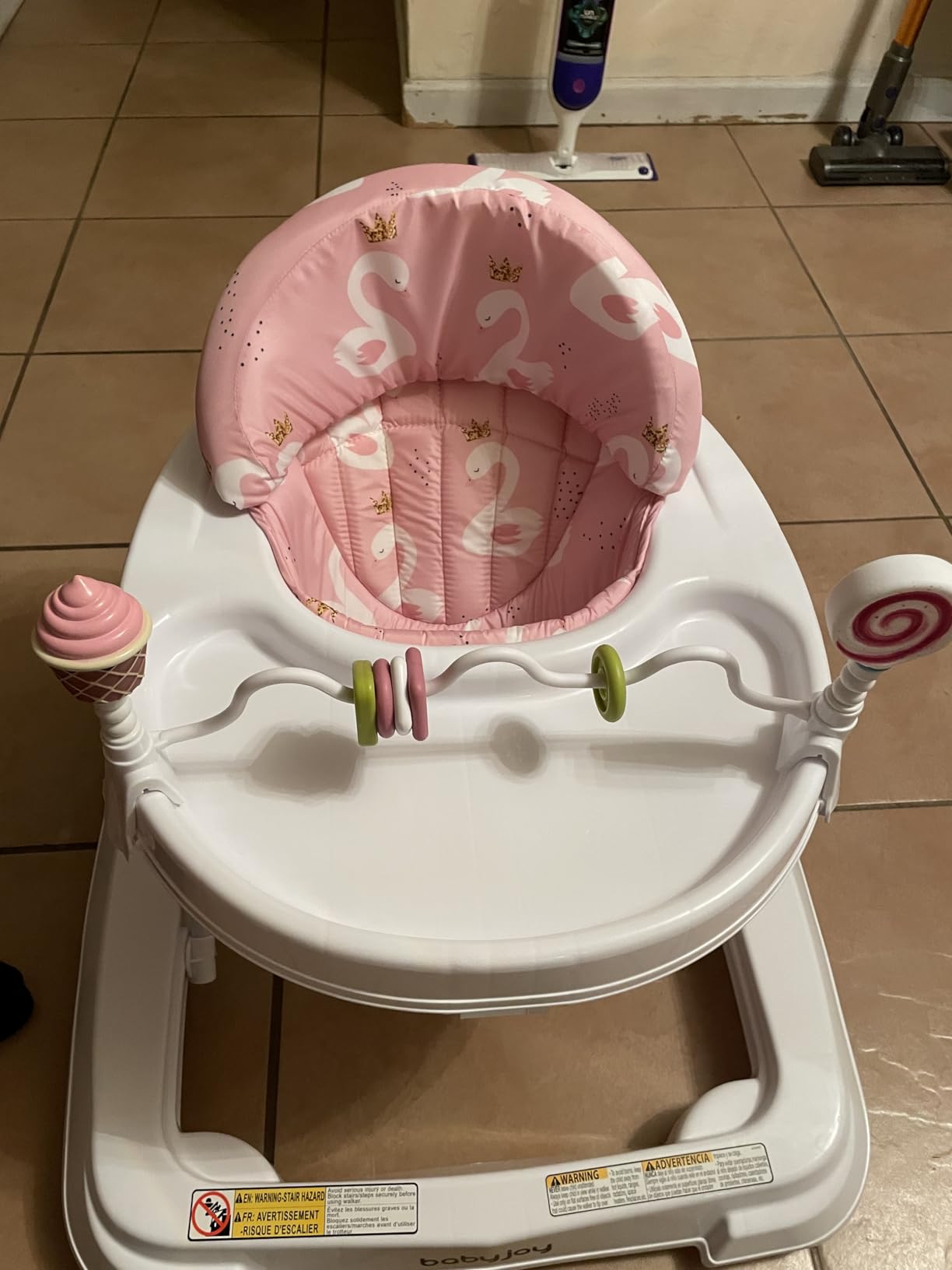BABY JOY Baby Walker, Foldable Activity Walker with Adjustable Height, Large Tray & Removable Toys, Baby Walker with Wheels for Boys Girls 6-18 Months (Gray) customer photo 1