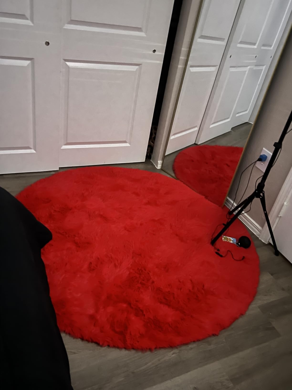 Pink Round Rug for Girls Bedroom 4Ft, Fluffy Shaggy Fuzzy Circle Area Rugs customer photo 2