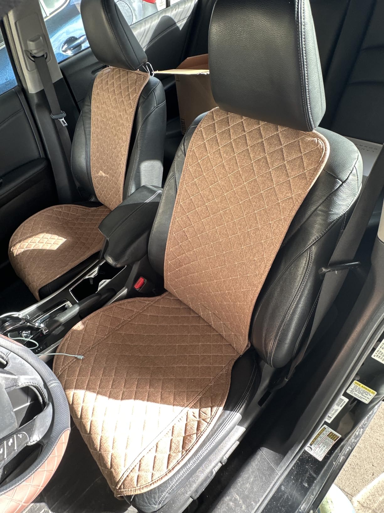 IVICY Faux Linen Front Car Seat Cover, Seat Protector, 1 Unit, Black customer photo 1