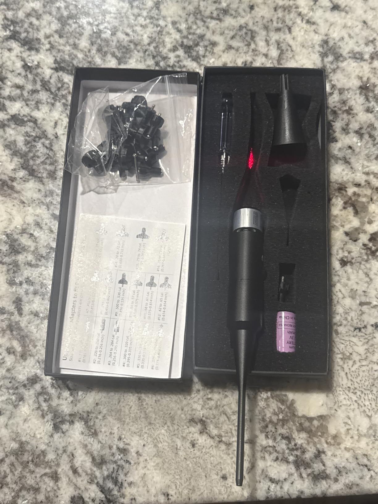 EZshoot Bore Sight Kit Bright Green or Red Dot BoreSighter with Big Button Switch for .17 to 12GA Caliber customer photo 2