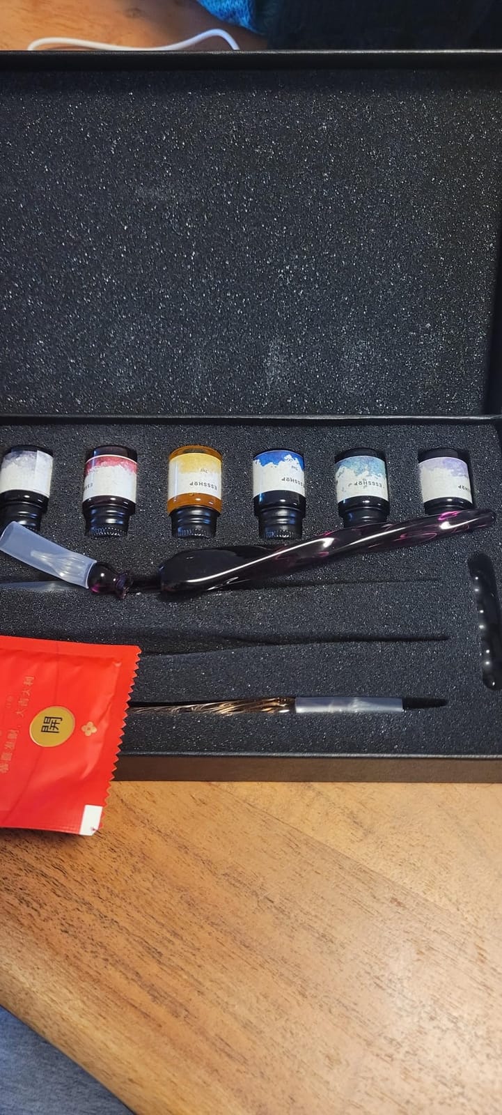 ESSSHOP Glass Pen Calligraphy Set - 3 Blue Crystal Dip Pens Color Ink and Pen Holder Art Supplies Kit for Signatures Beginners Journaling Lettering Drawing Holiday Gift Decoration customer photo 2