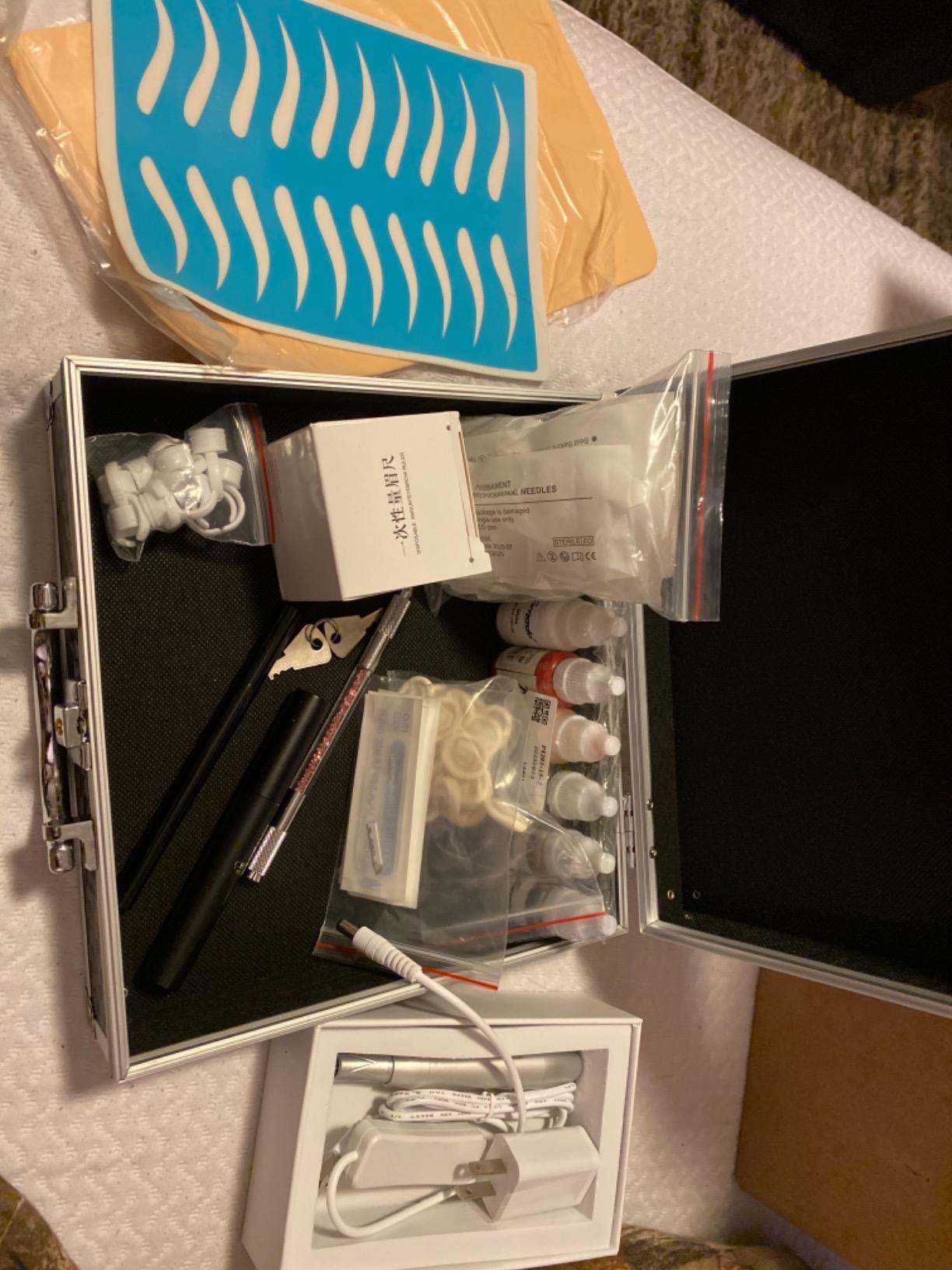 Charme Princesse Permanent Makeup Machine Tattoo Kit with Manual Pen Eyeliner Eyebrow Ruler Practice Skin Ring Cup Eyeliner Tattoo Supplies Pigments for Eyebrows EK516 customer photo 2