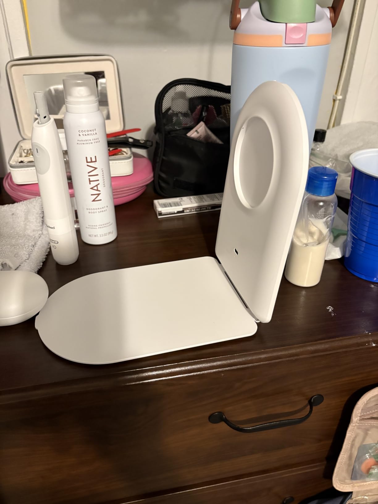 FUNTOUCH Rechargeable Travel Makeup Mirror with 72 Led Lights | Portable Lighted Beauty Mirror, 3 Color Lighting, Dimmable Touch Screen, Tabletop LED Folding Cosmetic Vanity Mirror customer photo 2