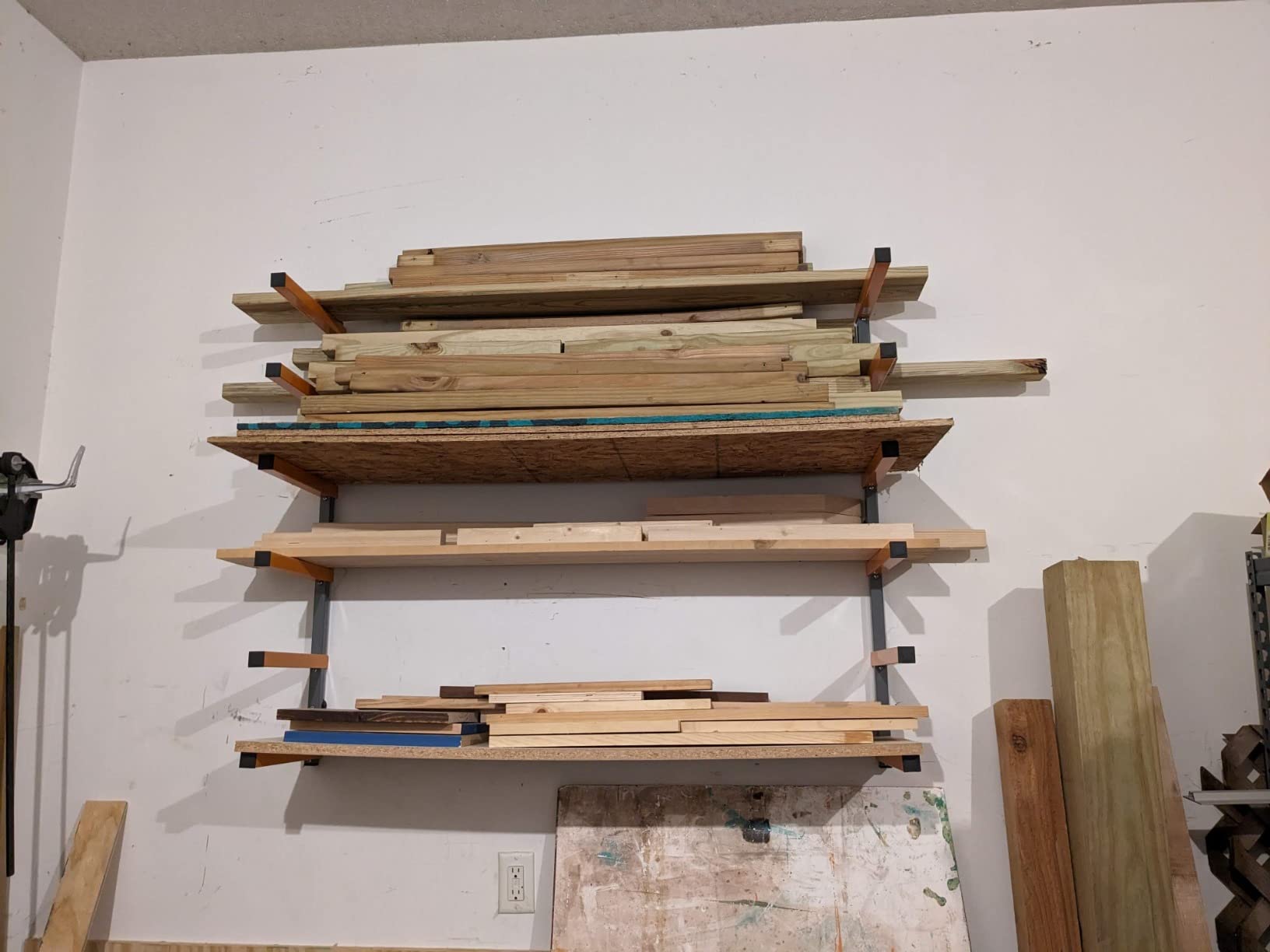 BORA Wood Rack, 6-Level Wall Mount Lumber Storage Rack for Wood Storage customer photo 2
