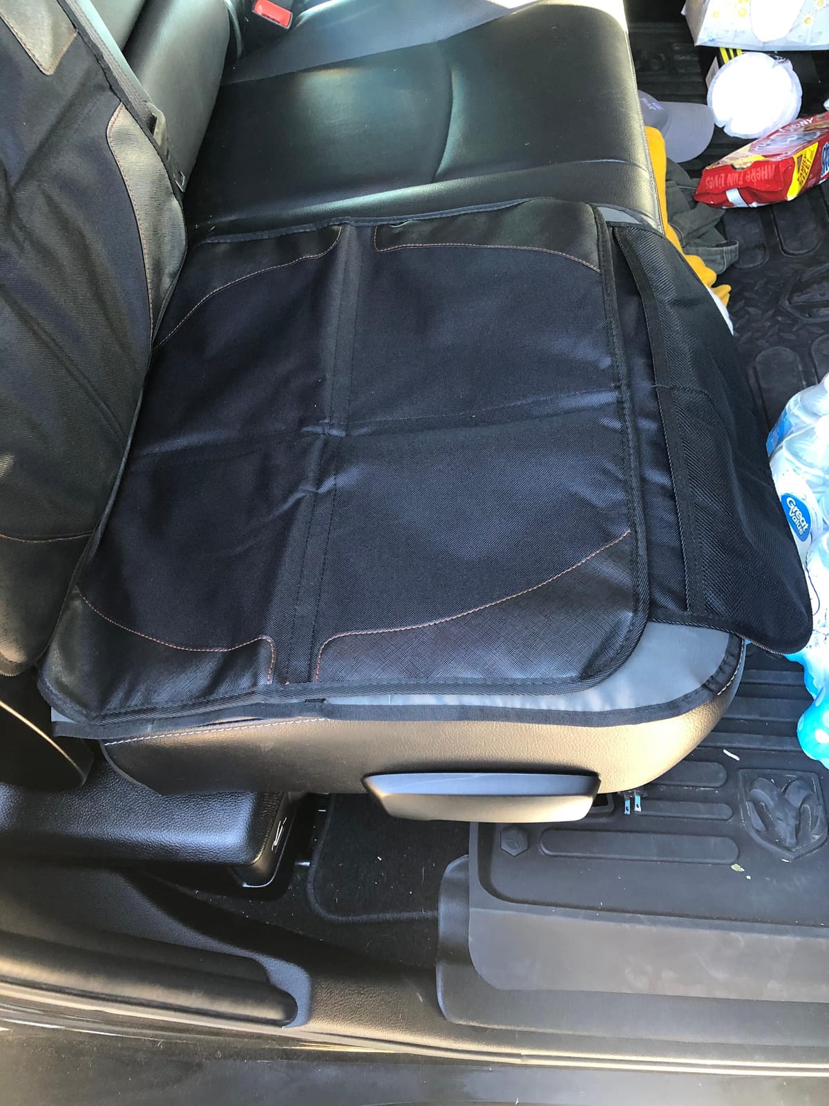 Car Seat Protector with Thickest Padding,Waterproof 600D with Storage Pockets,Non-Slip Pets Fabric Child Baby Cover Leather Reinforced Vehicle Seat 1 Pack (Black) customer photo 2