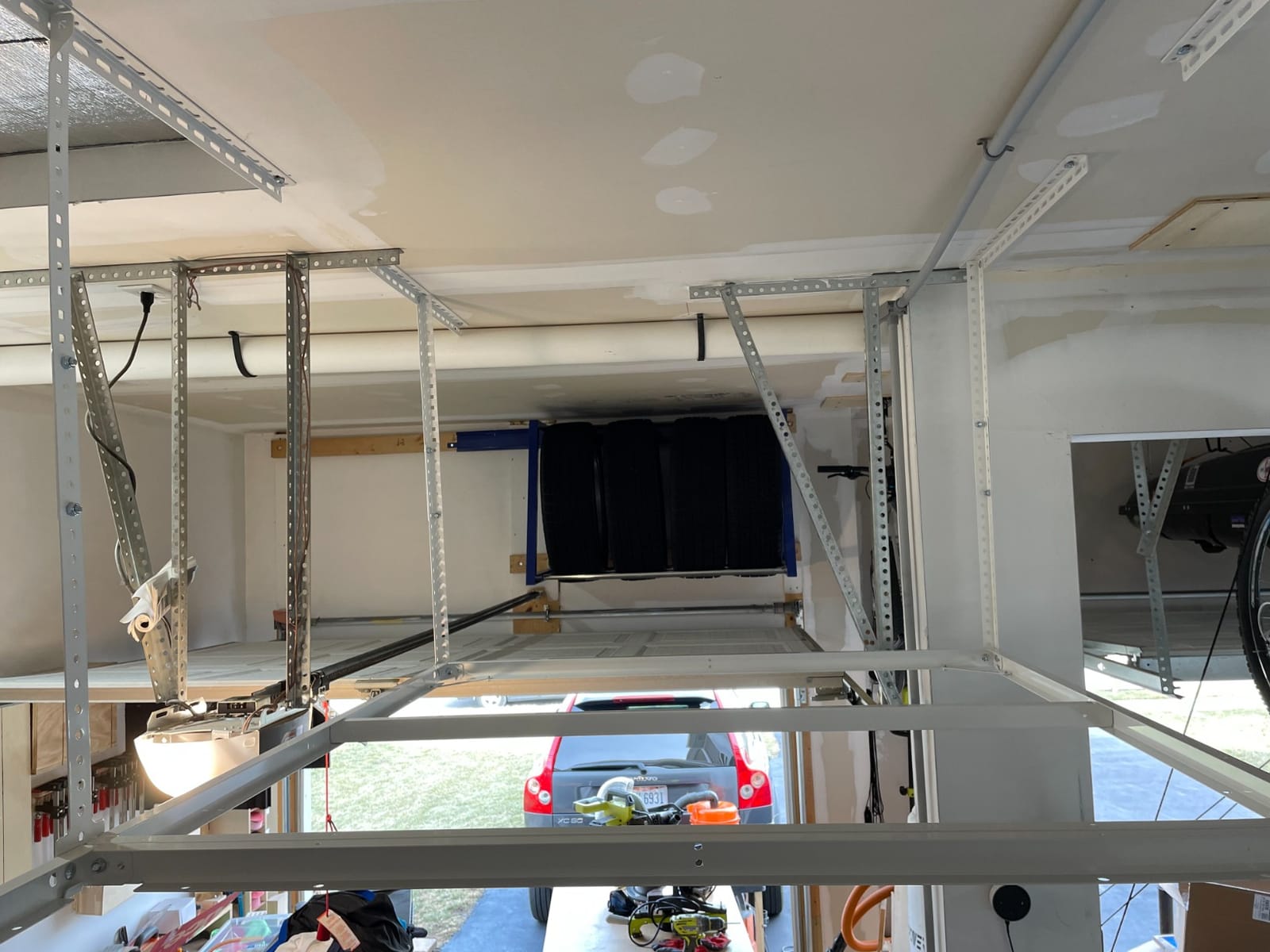 FLEXIMOUNTS 4x8 Overhead Garage Storage Rack, Without Decking, White customer photo 2