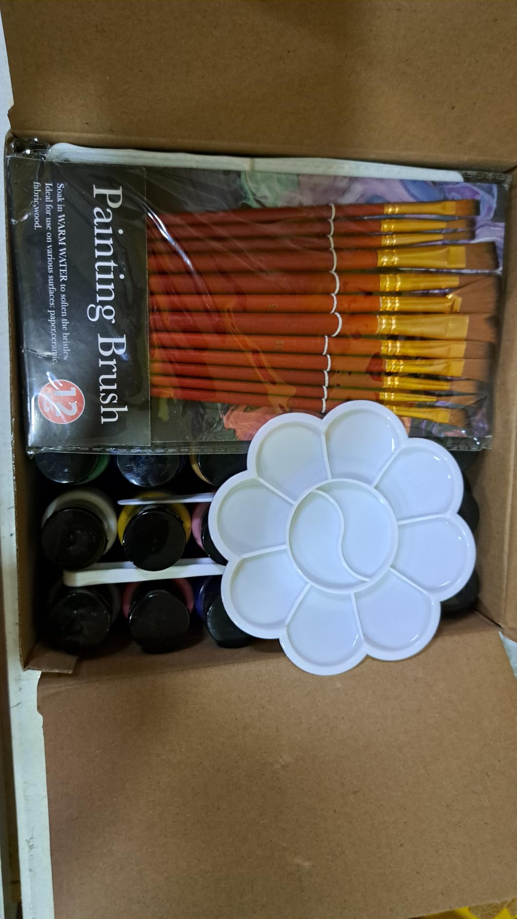 55PCS Acrylic Paint Set of 36 Colors 2fl oz 60ml Bottles 12 Brushes,Non Toxic 36 Colors Acrylic Paint No Fading Rich Pigment for Kids Adults Artists Canvas Crafts Wood Painting customer photo 2