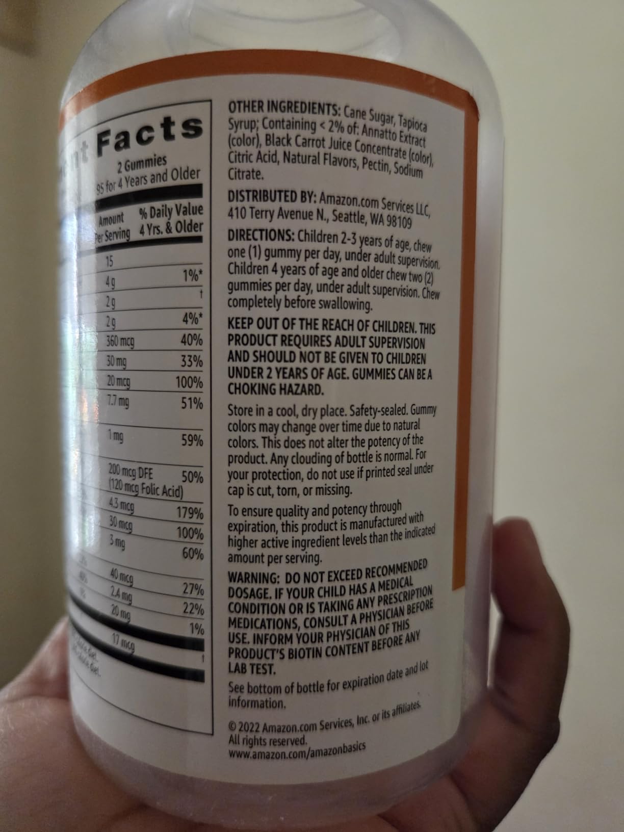 Amazon Basics Kids' Multivitamin Gummies, Cherry, Strawberry & Orange Flavors, 190 Count (Previously Solimo) customer photo 1