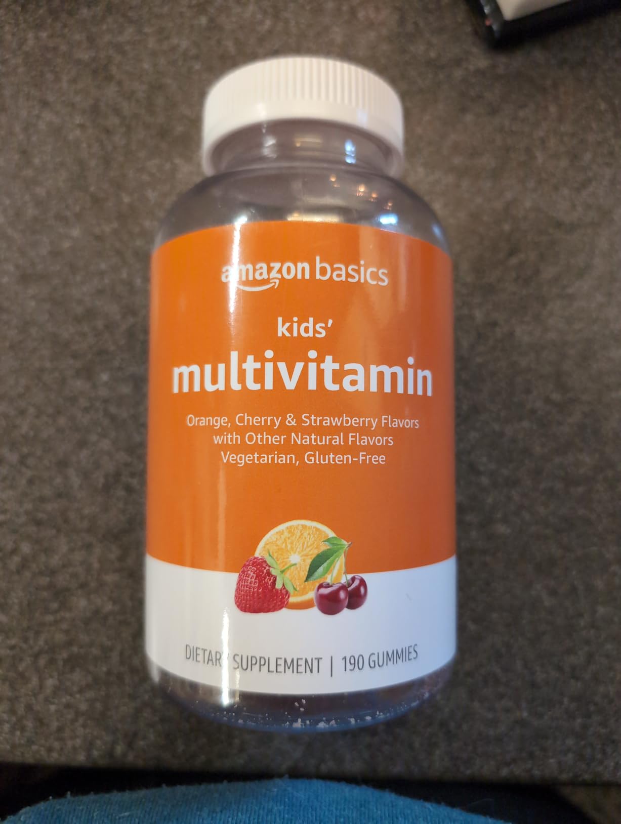 Amazon Basics Kids' Multivitamin Gummies, Cherry, Strawberry & Orange Flavors, 190 Count (Previously Solimo) customer photo 2