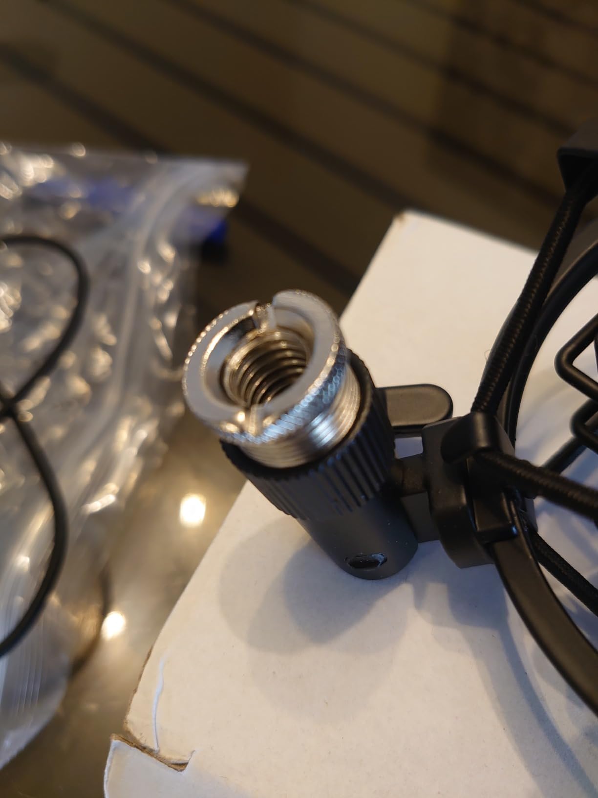 Microphone Shock Mount Mic Holder, Anti-Vibration Suspension Shock Mount Mic Holder Clip for 43mm-47mm Diameter Condenser Microphone customer photo 1