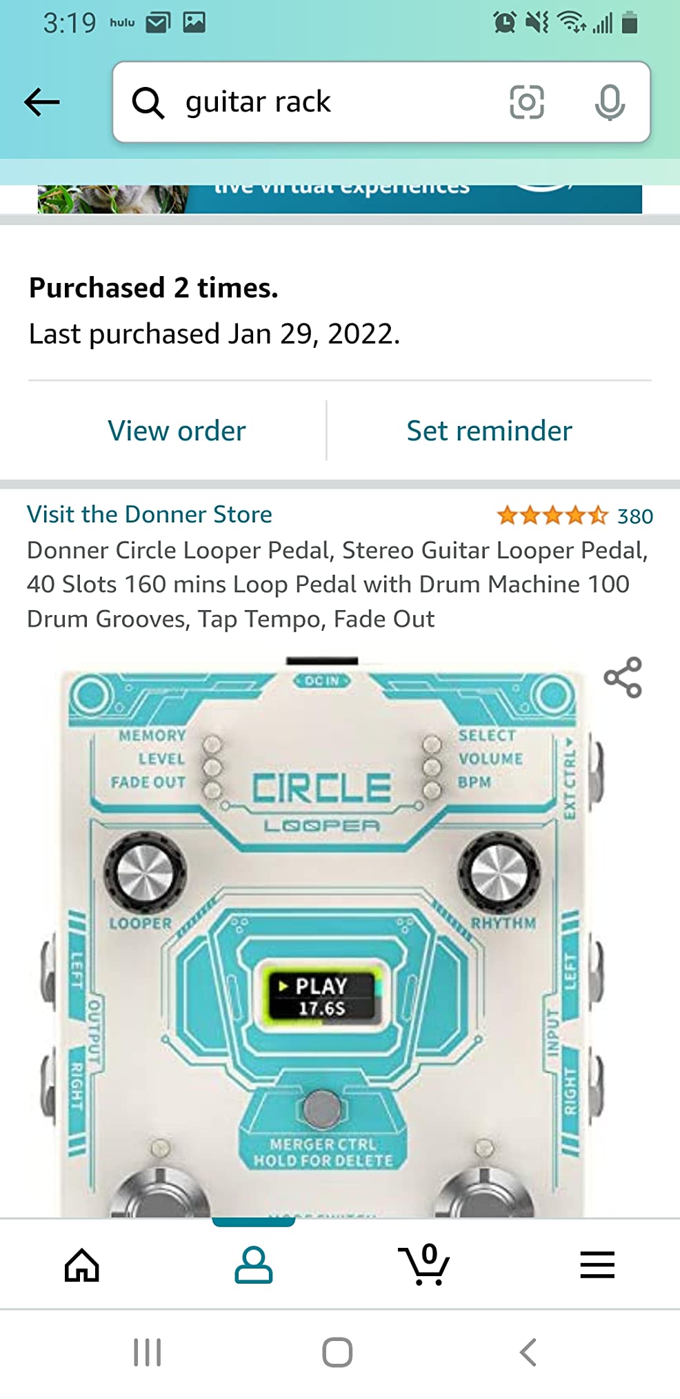 Donner Circle Looper Pedal Drum Machine, 2 in 1 Drum Looper Stereo Guitar Loop Pedals, 40 Slots 160 mins Loop with 110 Drum Grooves, Tap Tempo, Fade Out customer photo 1