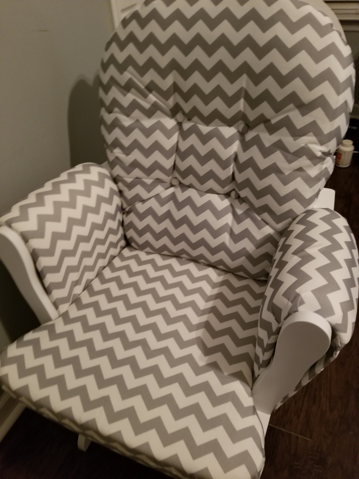 Costzon Nursery Glider with Ottoman, Upholstered Comfort Glider Rocker with Padded Cushion, Storage Pocket, Solid Wood Base, Rocking Chair Nursery for Breastfeeding, Napping (Dark Gray) customer photo 1