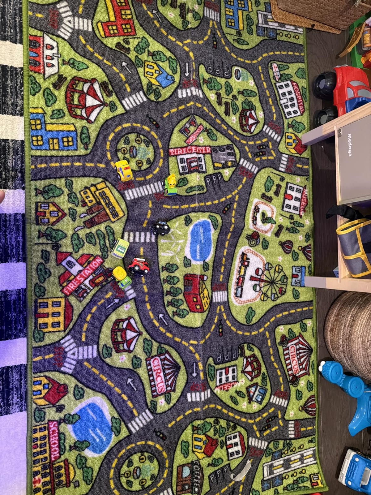 JOYIN Kids Play Rugs - 12 Pull-Back Vehicle Set - Durable Carpet Playmat Rug - City Pretending Play - Kids Car Track Rug customer photo 1