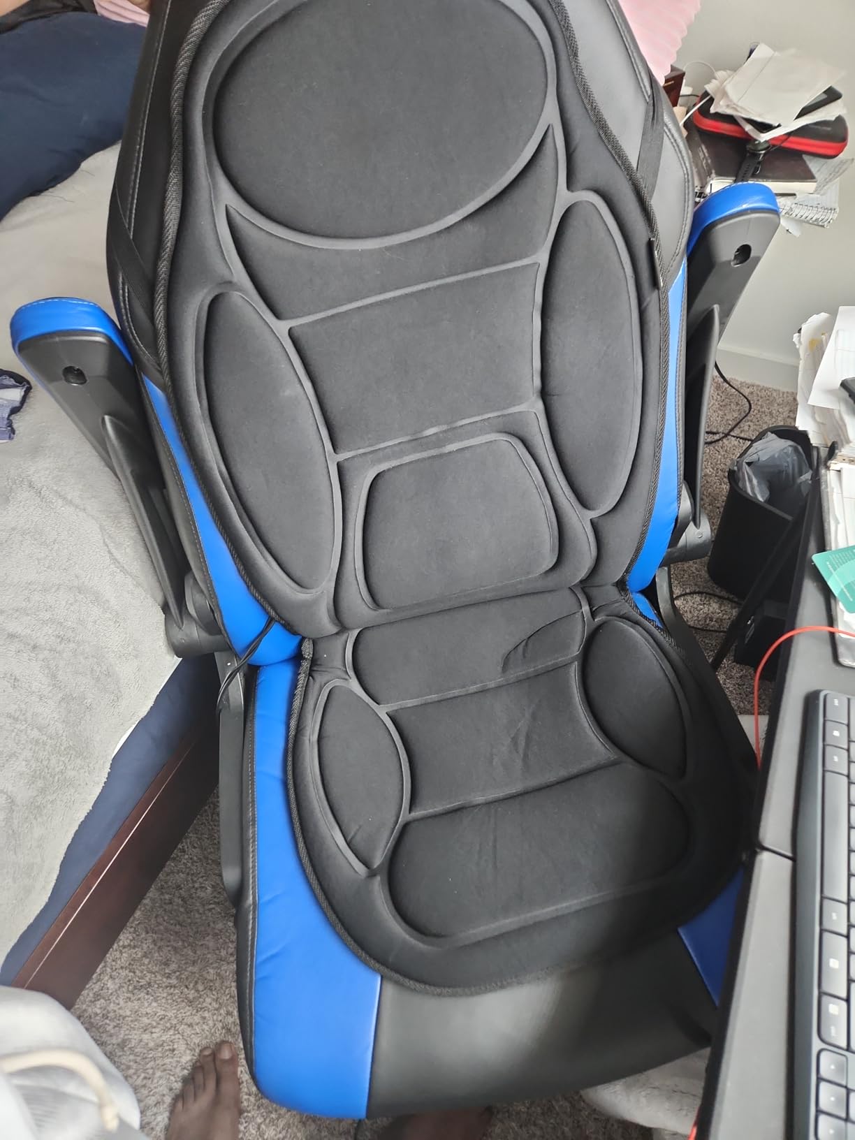 Snailax Massage Seat Cushion - Back Massager with Heat, 6 Vibration Massage Nodes & 2 Heat Levels, Massage Chair Pad for Home Office Chair, Black customer photo 1