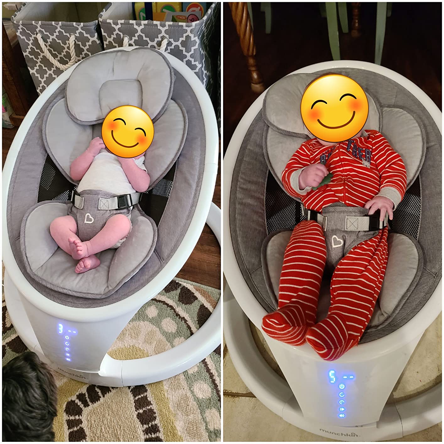 Munchkin Electric Baby Swing, Portable and Lightweight, Bluetooth Enabled Infant Rocker with Natural Sway in 5 Ranges of Motion, Newborn Nursery Essentials, White/Grey customer photo 2