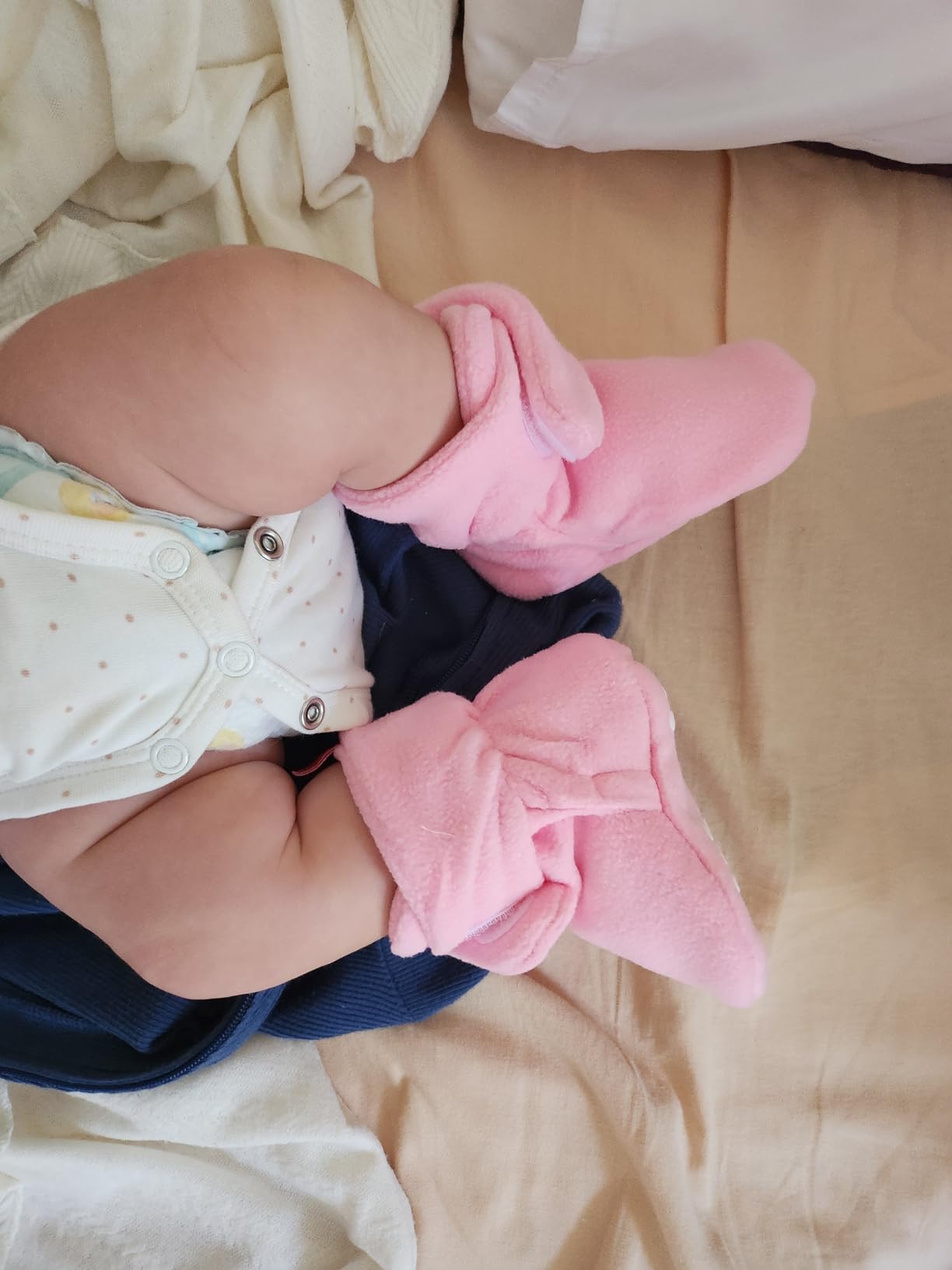 Bufims Baby Fleece Booties Newborn Unisex Booties Non-Slip Newborn Infant First Walkers Warm Shoes House Slippers for Baby Boys & Baby Girls Toddlers customer photo 1