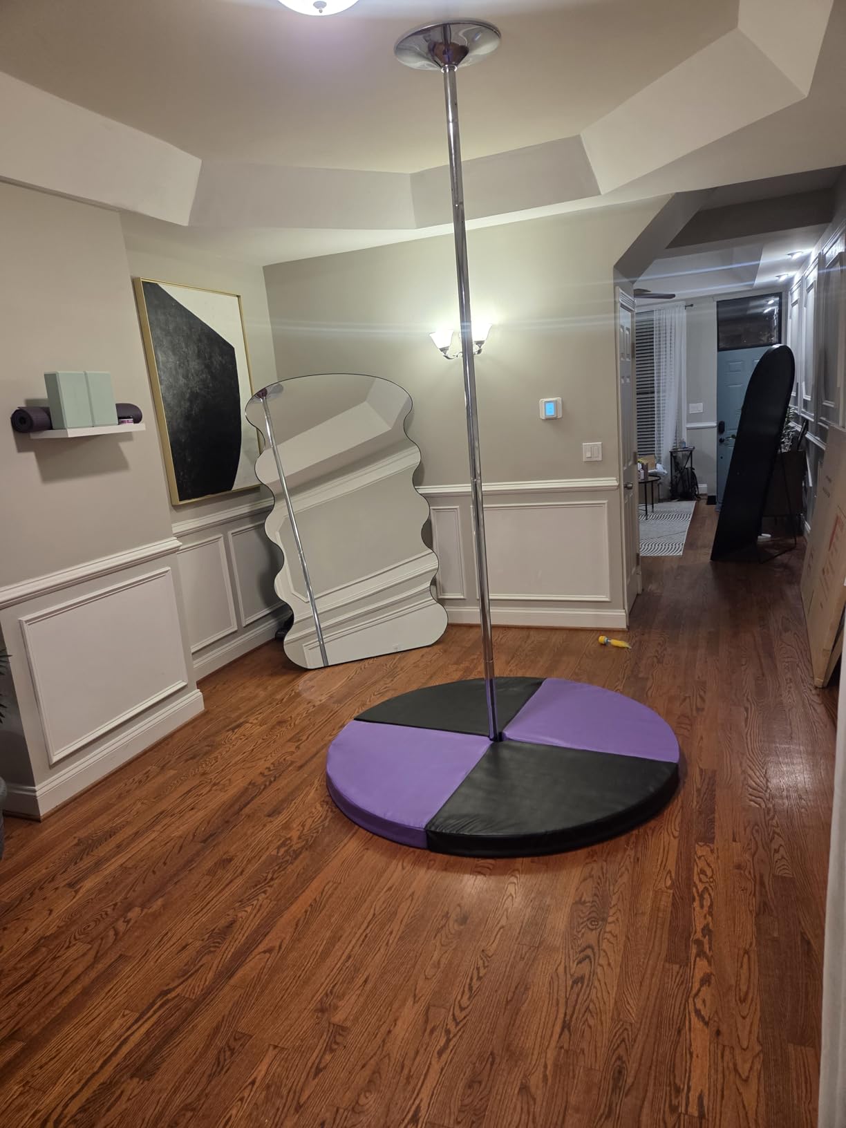 Yaheetech 45mm Portable Spinning Static Dance Pole for Home Fitness, 7-9 ft | Sturdy plated steel holds up to 500 lbs, installs on your ceiling with no drilling, and supports beginner home pole workouts. customer photo 2