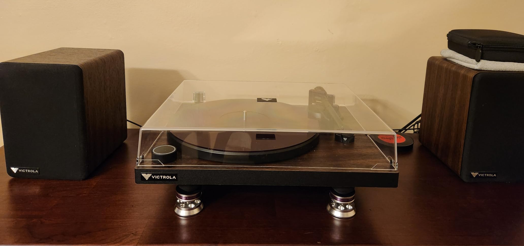 4px Spring Speaker Spike Pads, Isolation Stand Feet, Aluminum Non-Slip Speaker Floor Protectors, Anti Vibration Base for HiFi Amplifier/DAC/Turntable customer photo 1