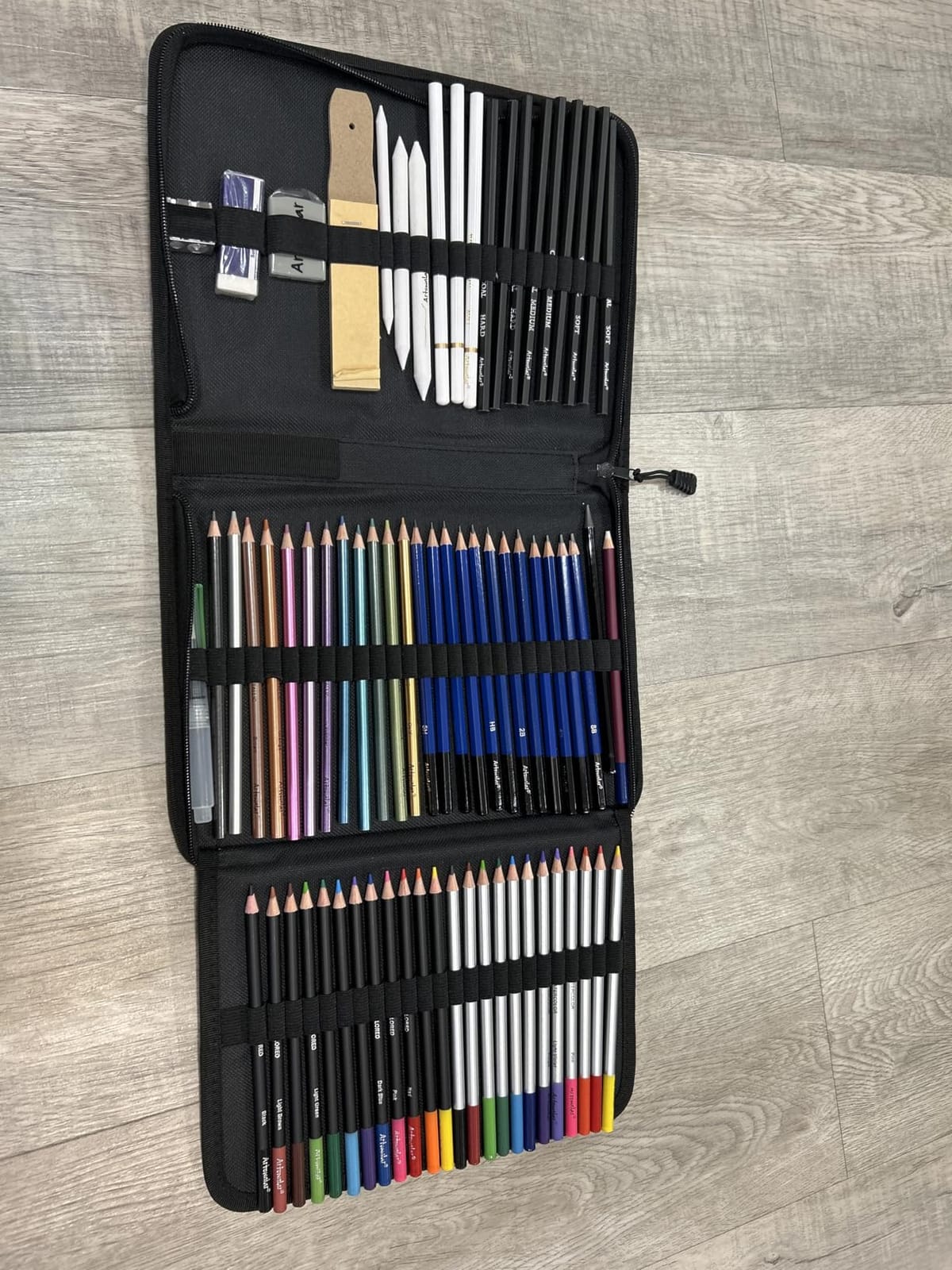 Artownlar 72 Pack Drawing Sketching Set with 8x11 Sketchbook | Pro Art Supplies Kit for Artist Adults Teens Beginner | Graphite Charcoal, Watercolor & Metallic Colored Pencils in Gift Case. customer photo 1