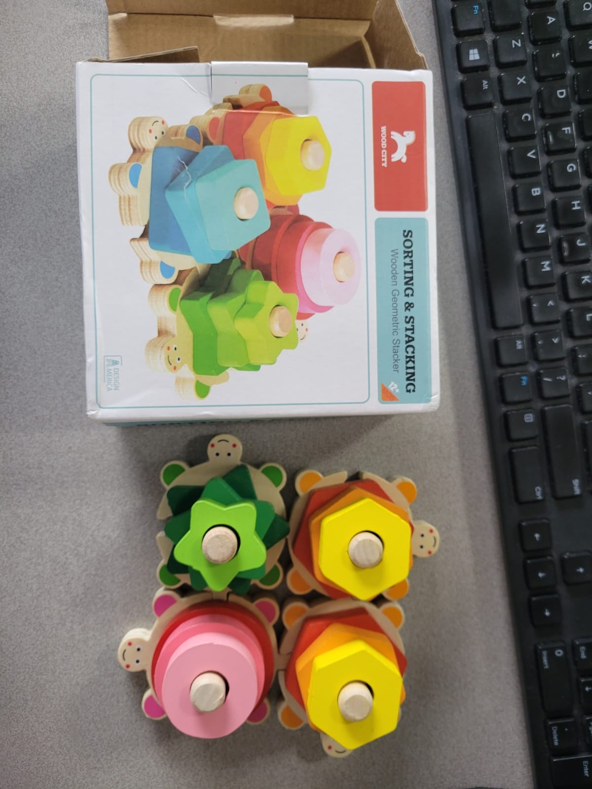 WOOD CITY Montessori Wooden Stacking Toy for Toddlers, Detachable Turtle Shape Sorter with Color & Size Recognition, Early Learning Educational Gift Develops Hand-Eye Coordination & Spatial Awareness customer photo 2