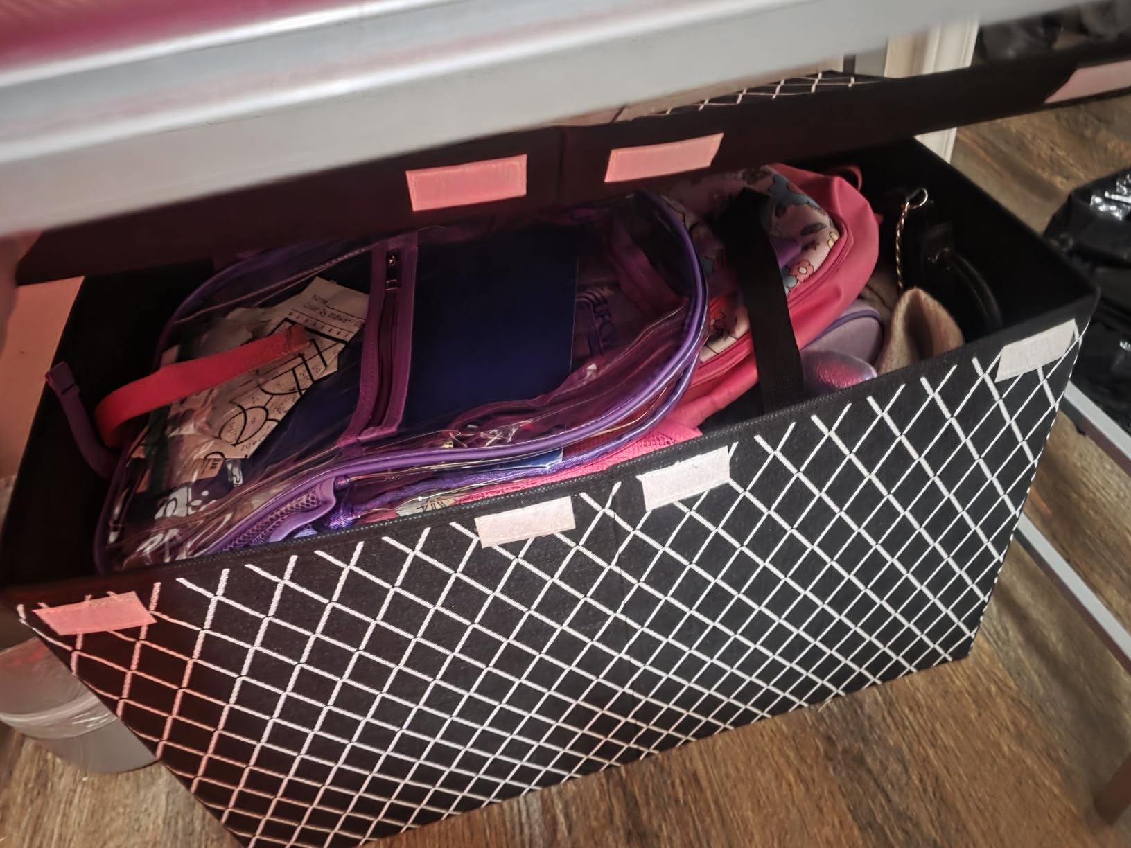 Toy Chest Box Storage Bins for Boys Girls, Kids Large Collapsible Sturdy Container Organizer with Fabric Flip-Top Lid & Handles for Clothes, Blanket, Nursery, Playroom, Bedroom 24.5x13x16 (Black) customer photo 2