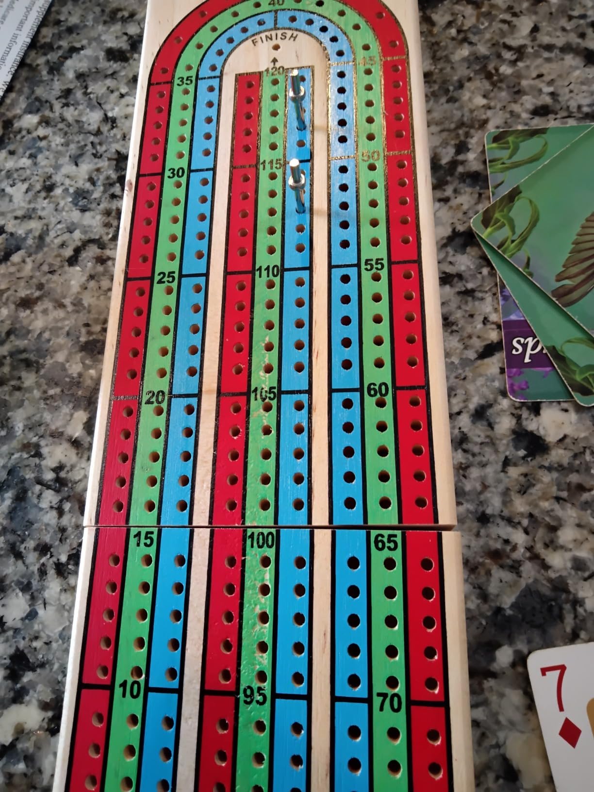 FUNPENY Traditional Wooden Cribbage Board Game Set, 3-Track Color Coded with Metal Pegs and Deck of Playing Cards customer photo 2