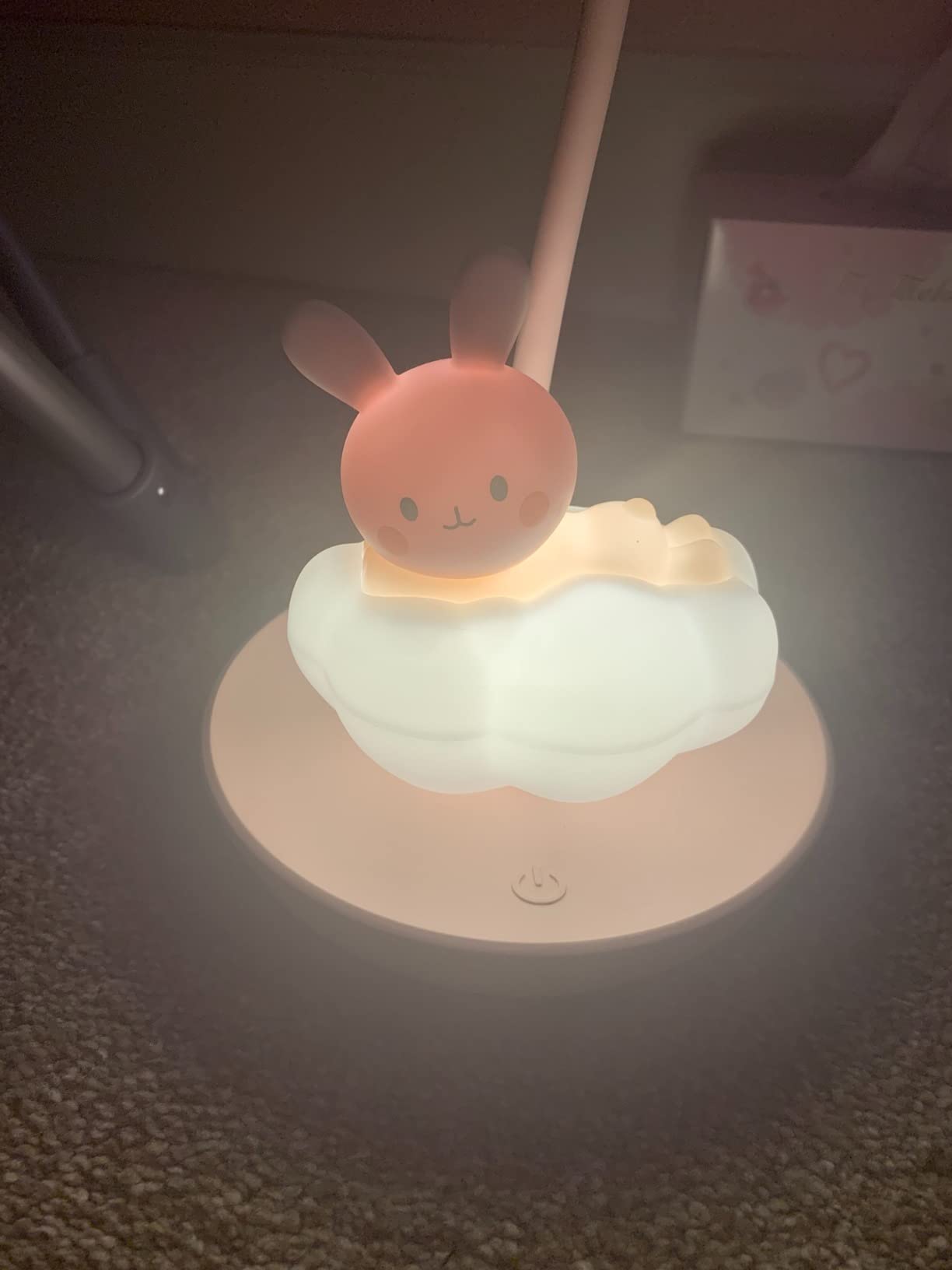 CompraFun Cute Desk Lamp for Kids, Pink Rabbit Dimming LED Night Light with 360° Gooseneck, Eye-Caring Exclusive Cartoon Table Lamp for Bedroom Reading, Portable Cordless Lamp for Girls Gift customer photo 1
