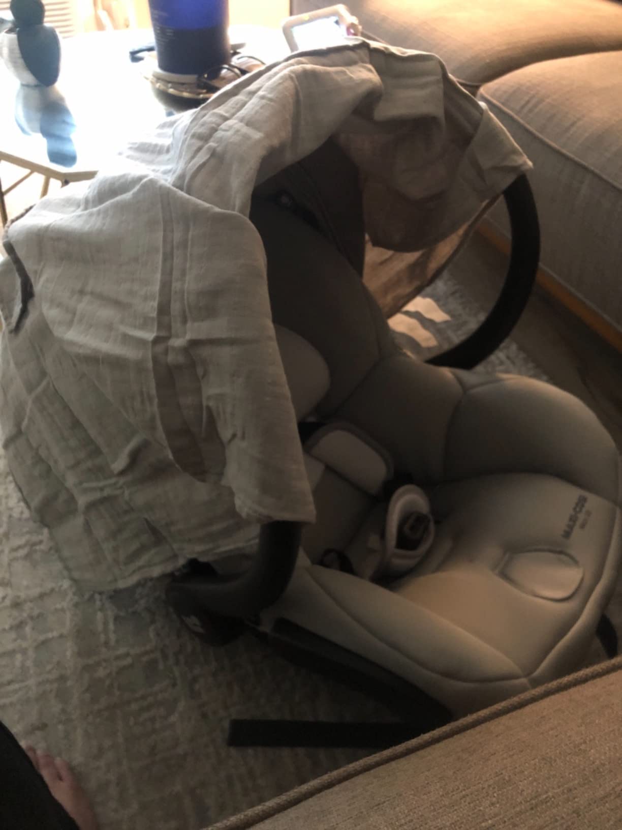 MOZAH Baby Car Seat Cover - Warm Taupe - 100% Organic Muslin - Soft, Breathable and Lightweight, Baby Infant Car Seat Essentials customer photo 2