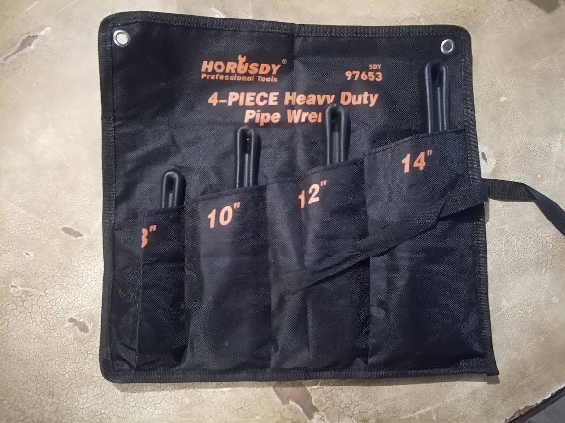 HORUSDY 4 Pack Heavy Duty Pipe Wrench Set, Adjustable 8