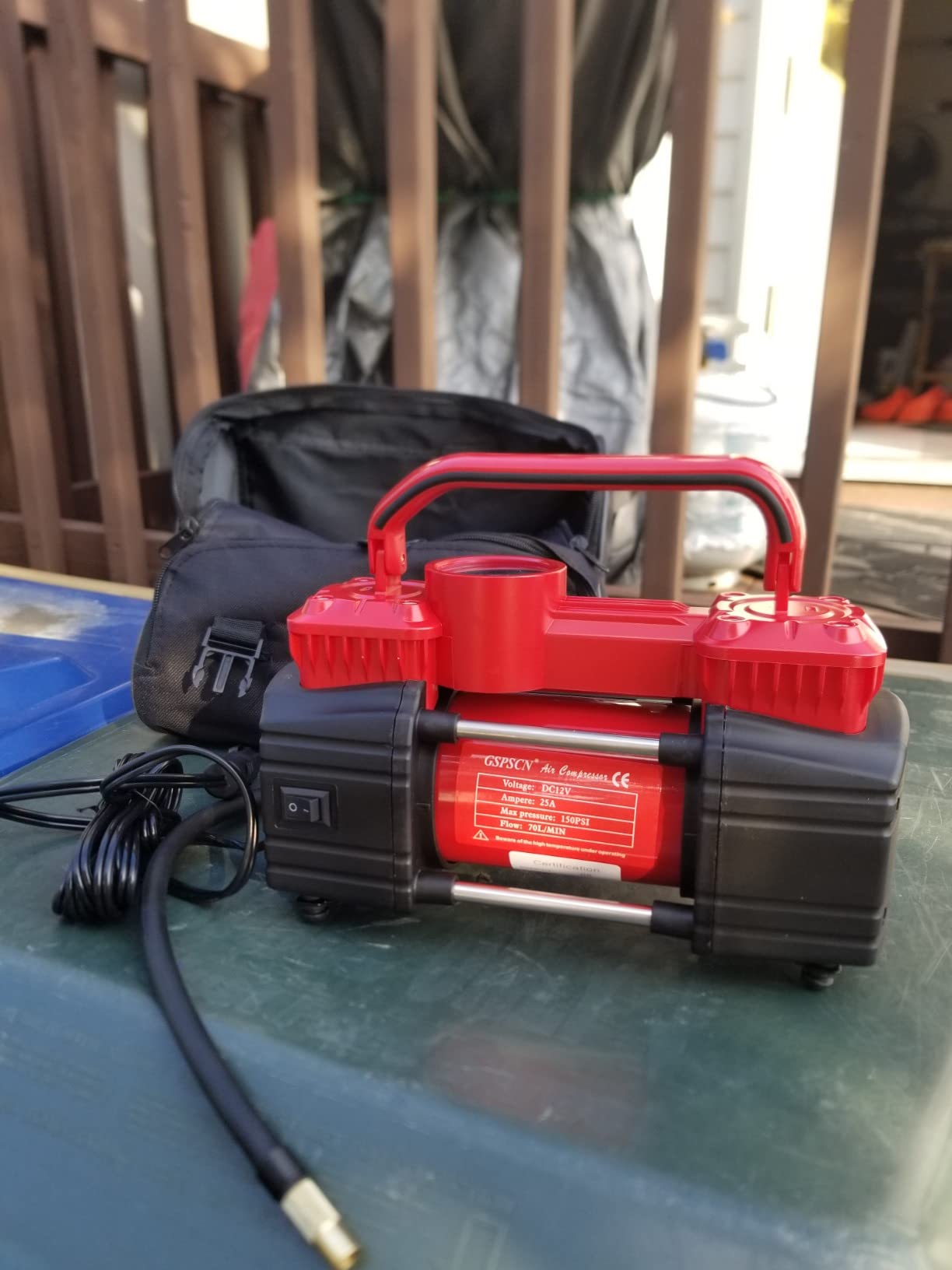 GSPSCN Heavy Duty Tire Inflator 12V Portable Air Compressor Pump 150PSI customer photo 1
