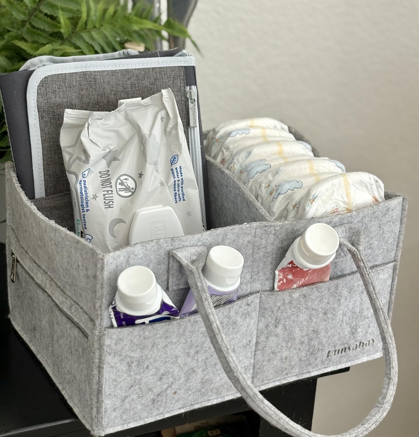Baby Diaper Caddy Organizer, Portable Baby Essentials Storage Basket Bin for Changing Table,Car Shower Basket for Newborn Boy and Girl, Best Shower Gift for New Mom customer photo 1
