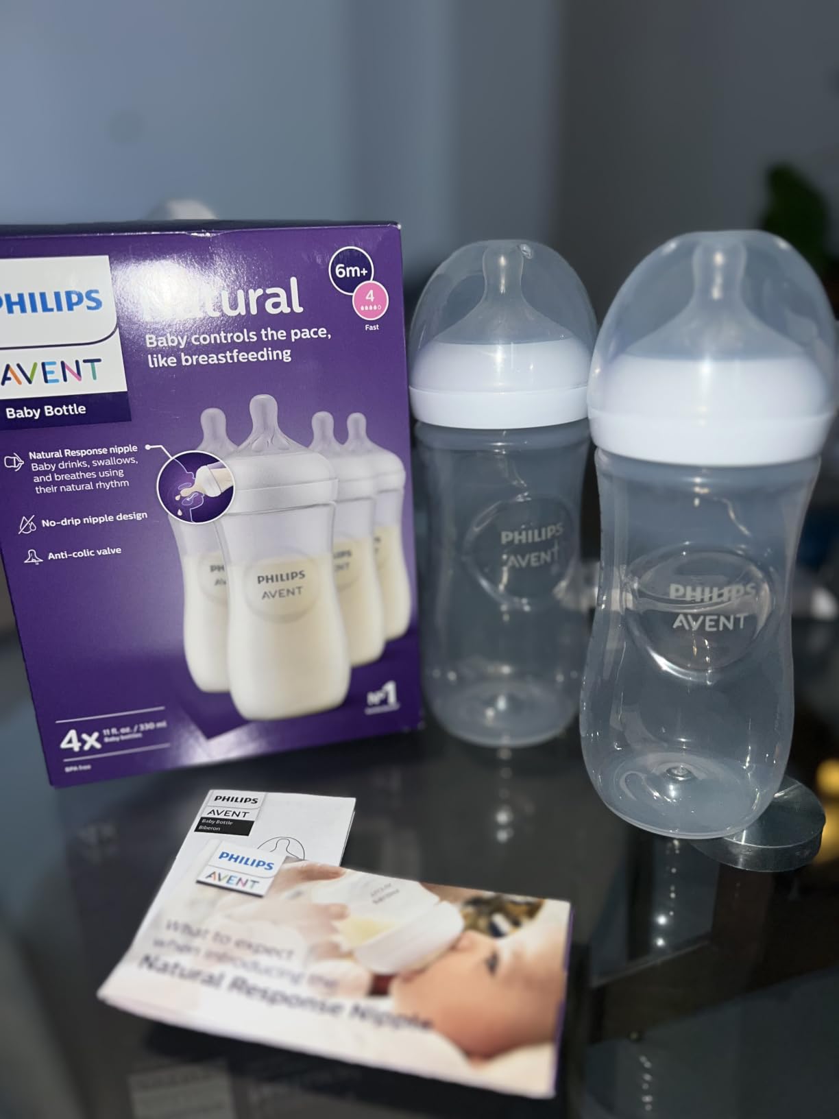 Philips Avent Natural Baby Bottles, Slow Flow, 4 oz, BPA-Free, 4-Pack customer photo 2