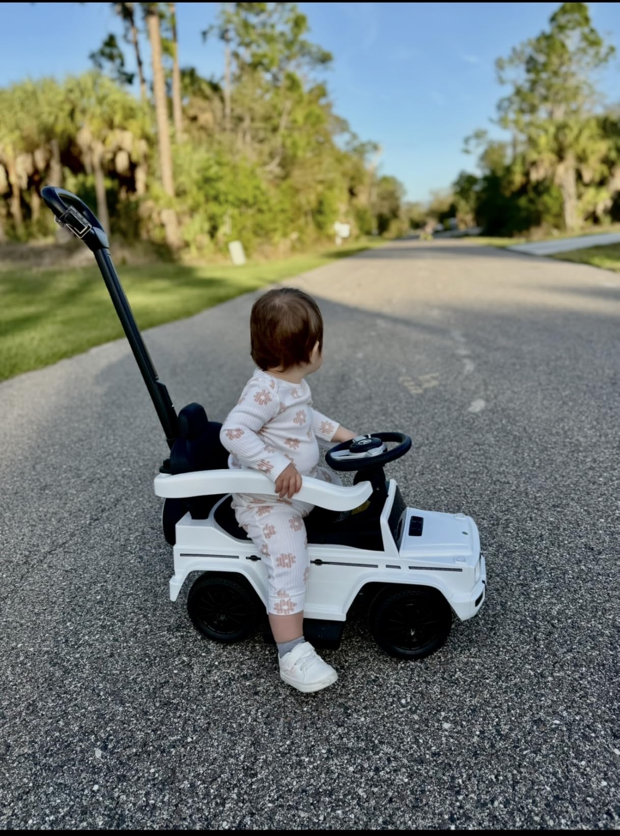 Best Ride On Cars Kids Outdoor Stroller Mercedes G-Wagon for Toddlers 1 to 3 Years Old with Music, Horn Sounds, and Handle, White customer photo 2